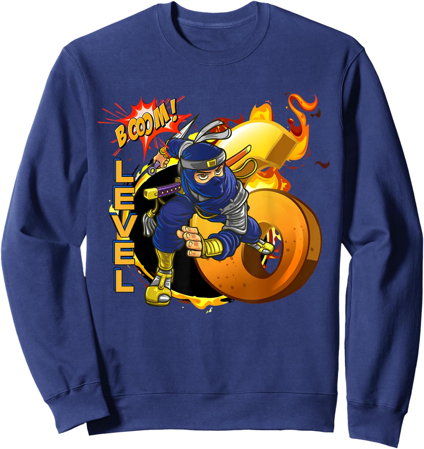 Kinder Ninja Geburtstag, 6 Jahre, Booom Level Ninja 6 Sweatshirt - Sweatshirt | Navy