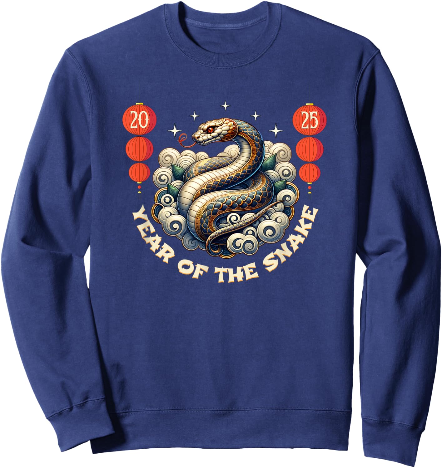 Adult Snake Black Small Modern Classic Fit Crew Collar Collarless Short Sleeve Sweatshirt - Sweatshirt | Navy