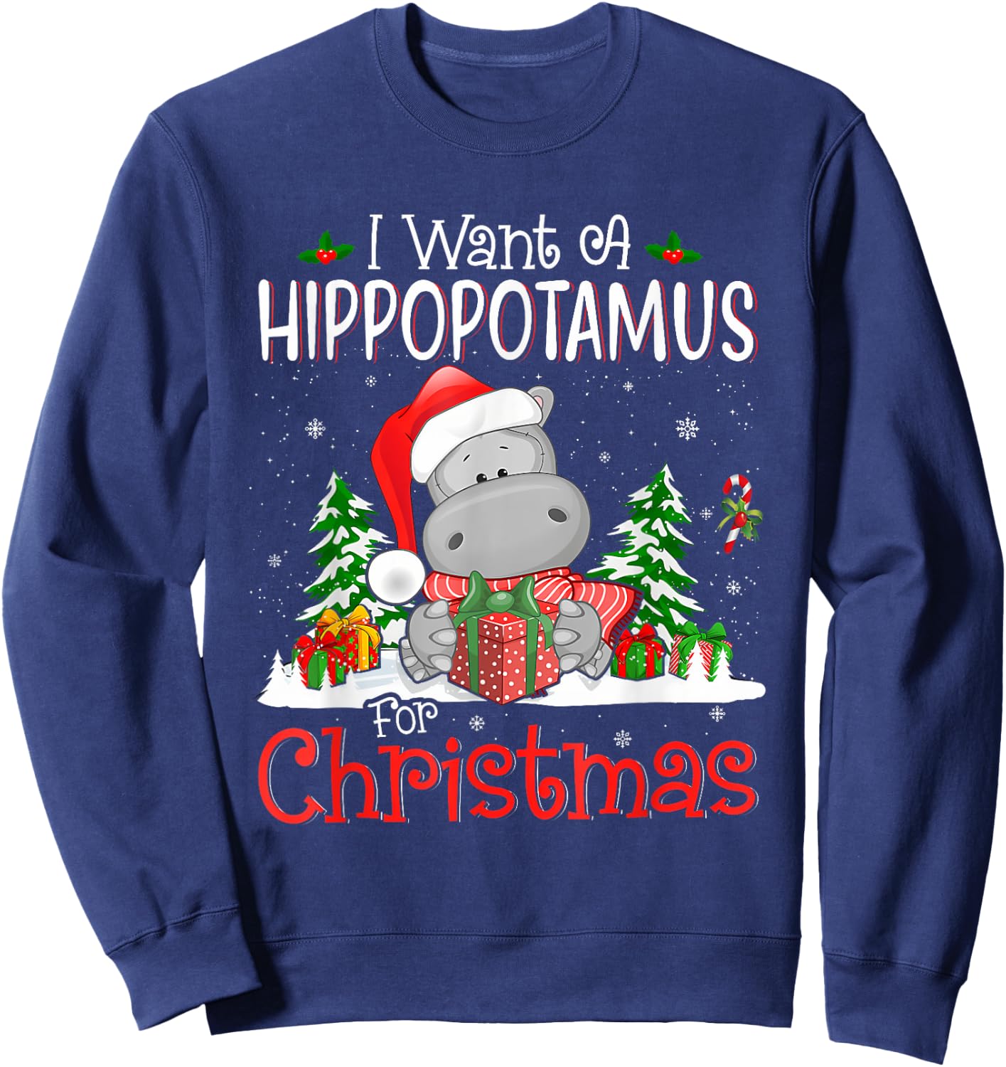 I Want A Hippopotamus For Christmas Xmas Hippo for Kid Women Sweatshirt - Sweatshirt | Navy