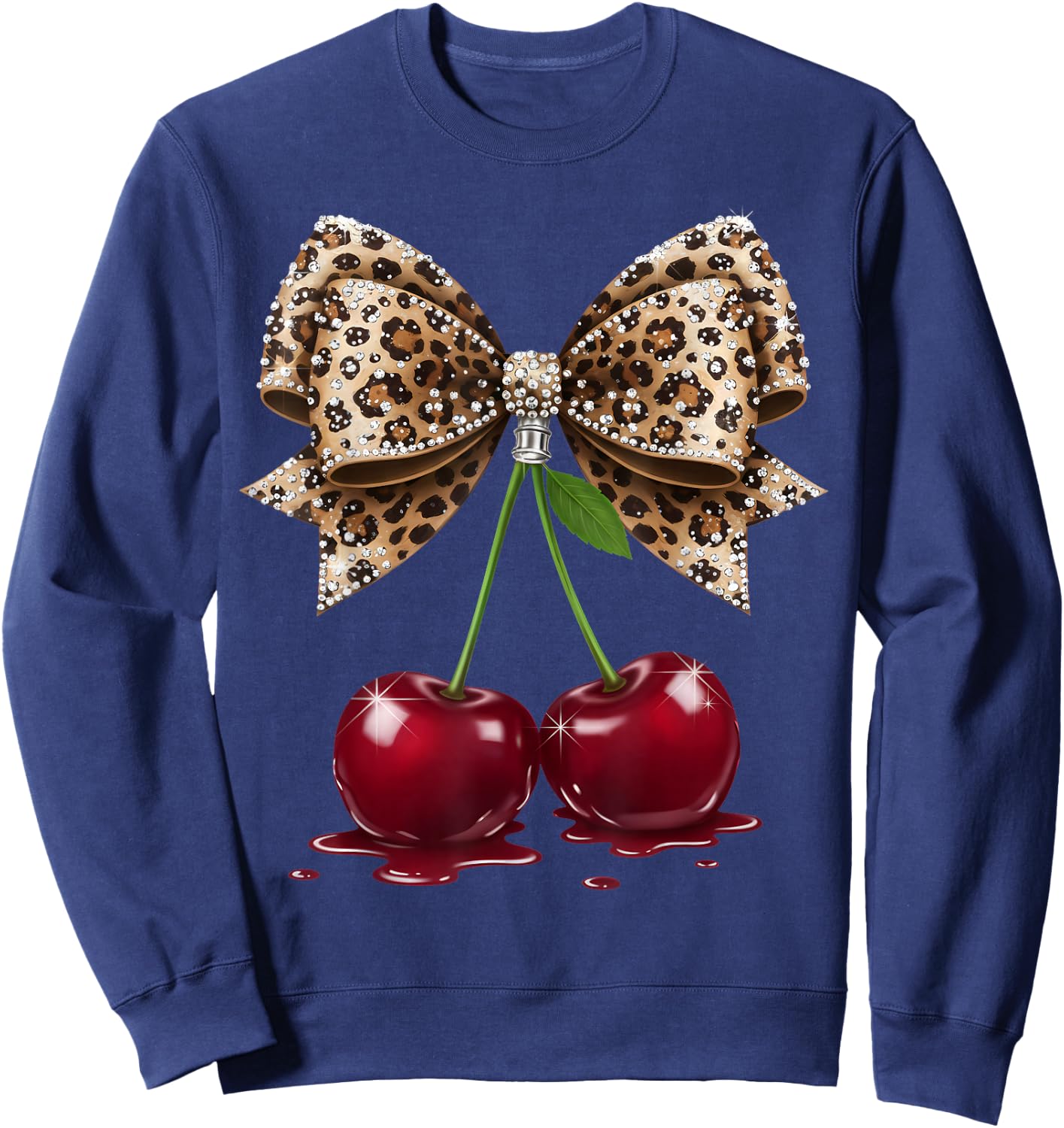 Cherry Bow Coquette Red Cherries Sweatshirt - Sweatshirt | Navy