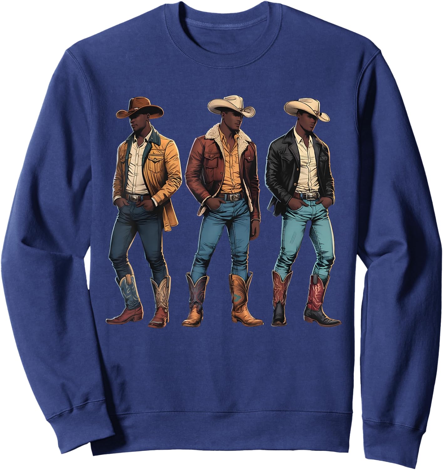 Melanin Cowboy Western African American Black History Month Sweatshirt - Sweatshirt | Navy