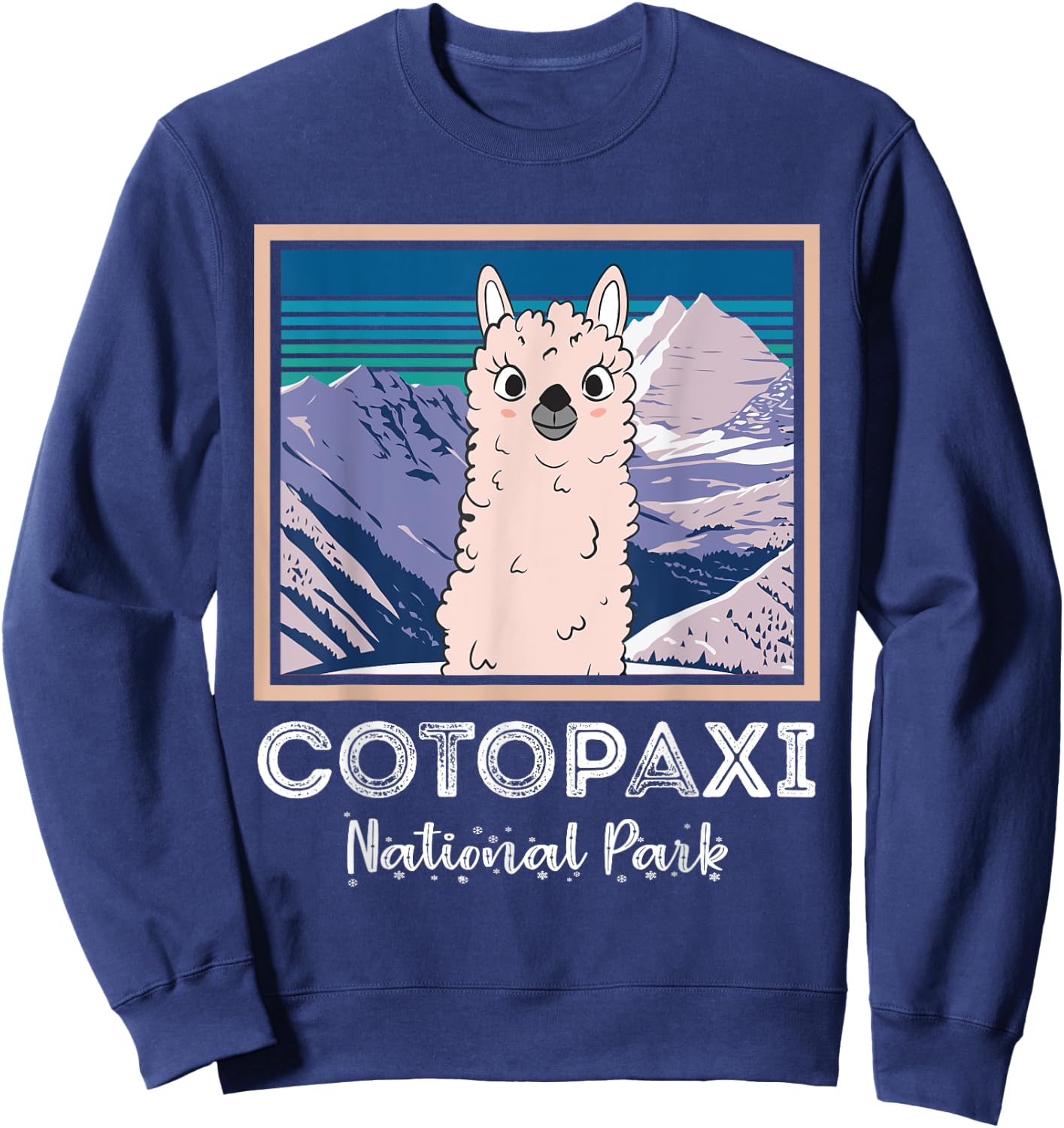 Cute Llama from Ecuador Mountains Cotopaxi National Park Sweatshirt - Sweatshirt | Navy