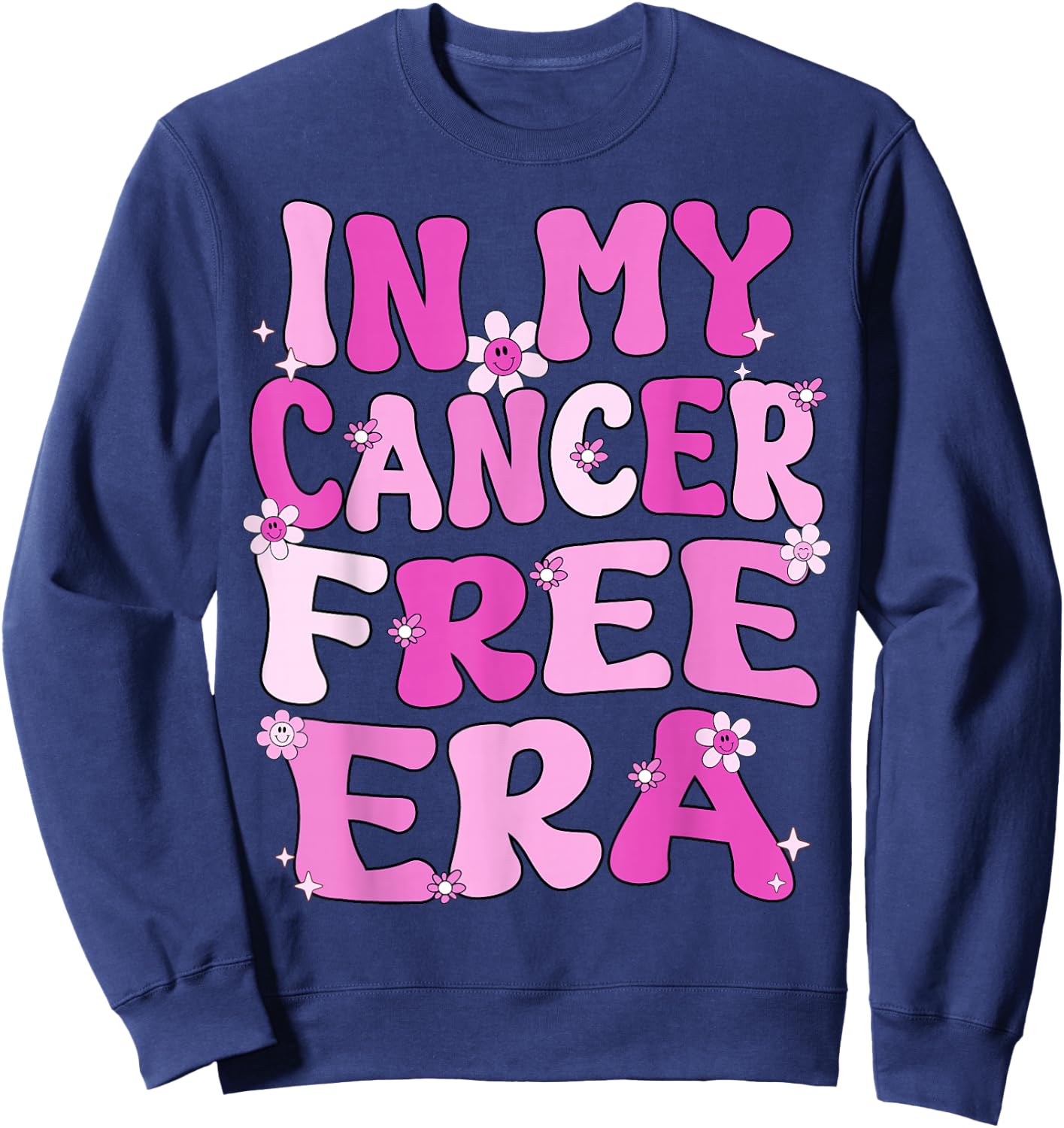 In My Cancer Free Era Retro Groovy Breast Cancer Awareness Sweatshirt - Sweatshirt | Navy
