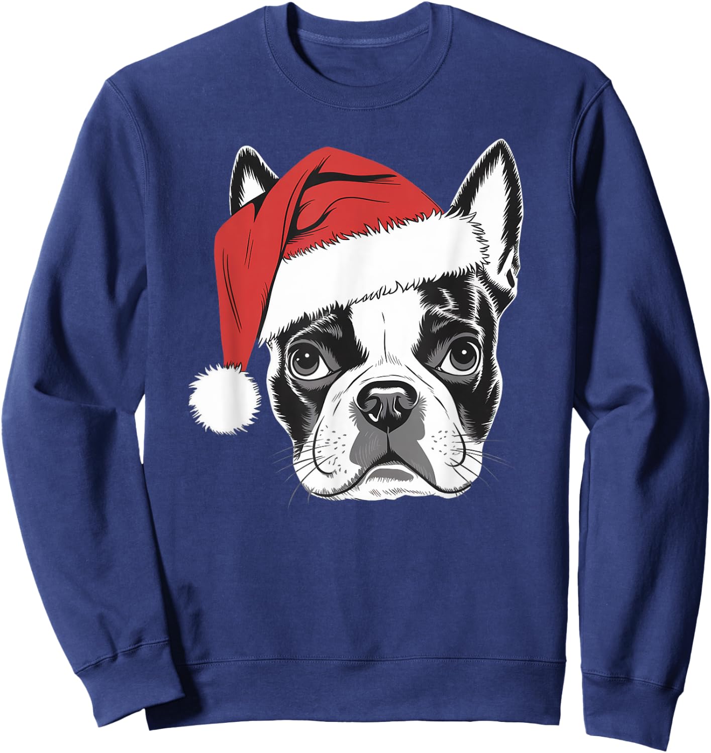 Joyful Boston Terrier Santa Dog on Boston Terrier Christmas Women Kids Sweatshirt - Sweatshirt | Navy