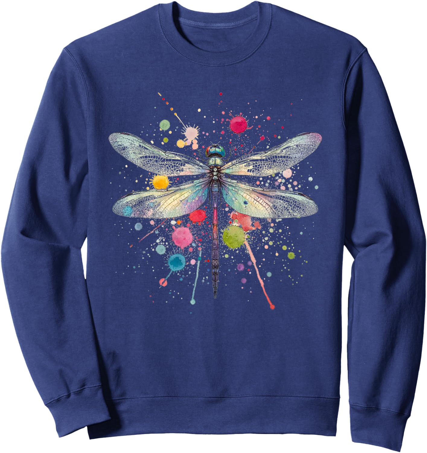 Vibrant Dragonfly Splatter for All Occasions Sweatshirt - Sweatshirt | Navy