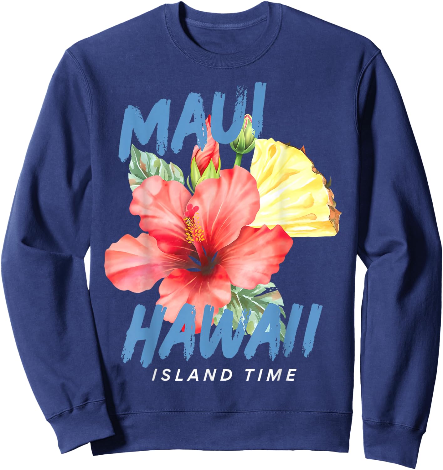 Maui Hawaii Summer Vacation Hibiscus Flower Tropical Beach Sweatshirt - Sweatshirt | Navy