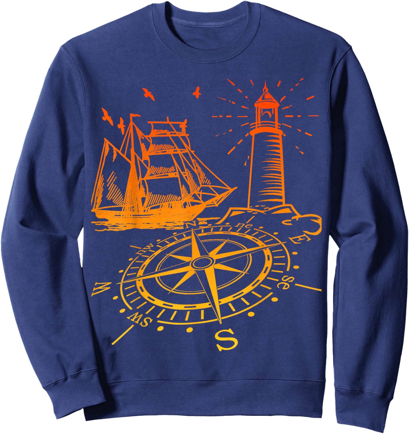 Maritim Kompass Segelschiff Norden Leuchtturm Sweatshirt - Sweatshirt | Navy