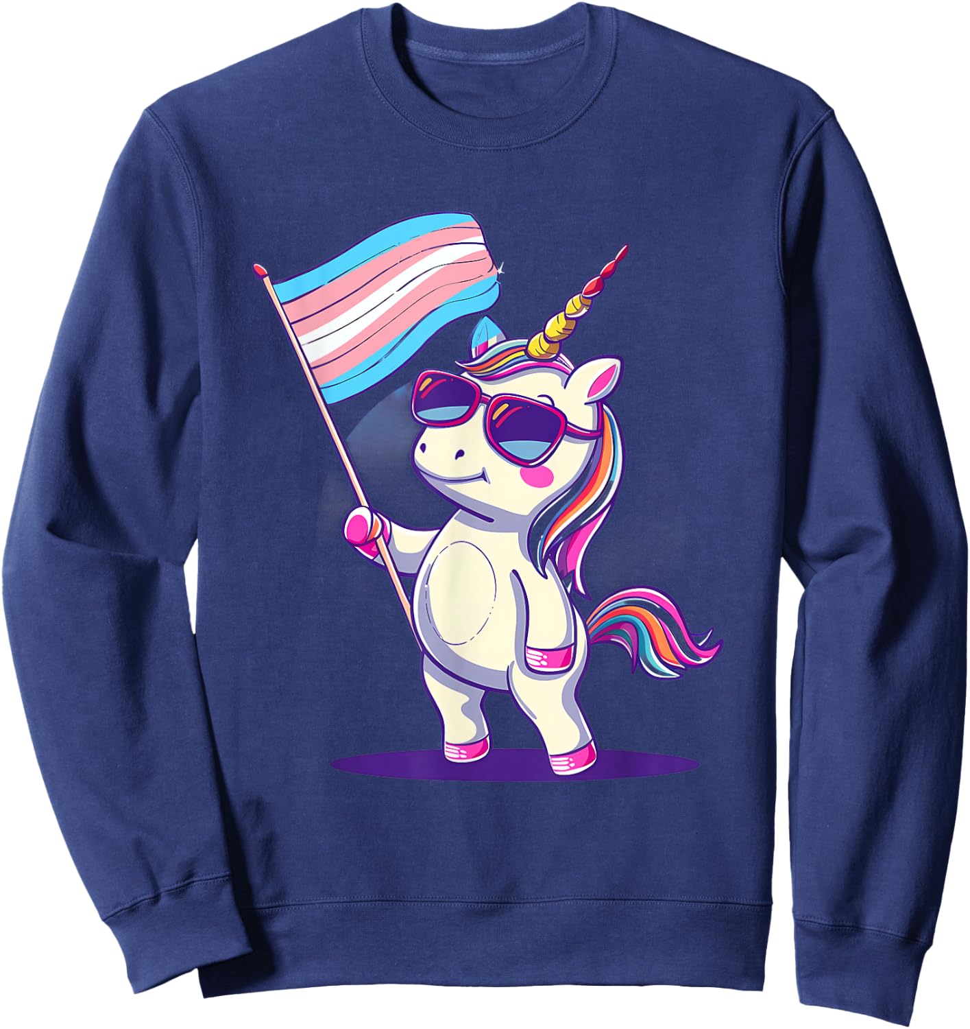 Transgender Unicorn Transsexuality LGBT Transsexual Flag Sweatshirt - Sweatshirt | Navy