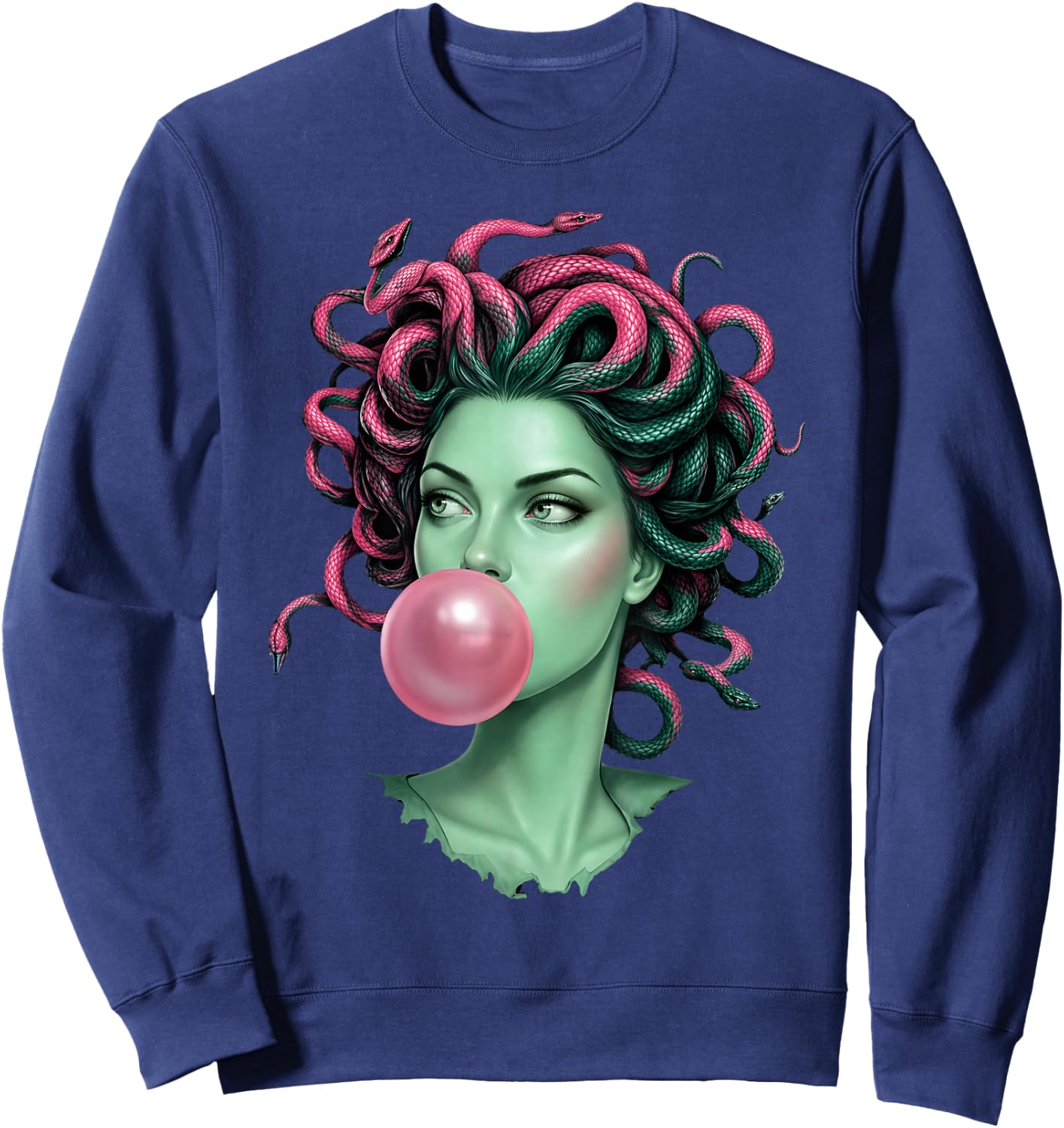 Medusa Bubblegum Mythological Snake Goddess Feminist Women Sweatshirt - Sweatshirt | Navy