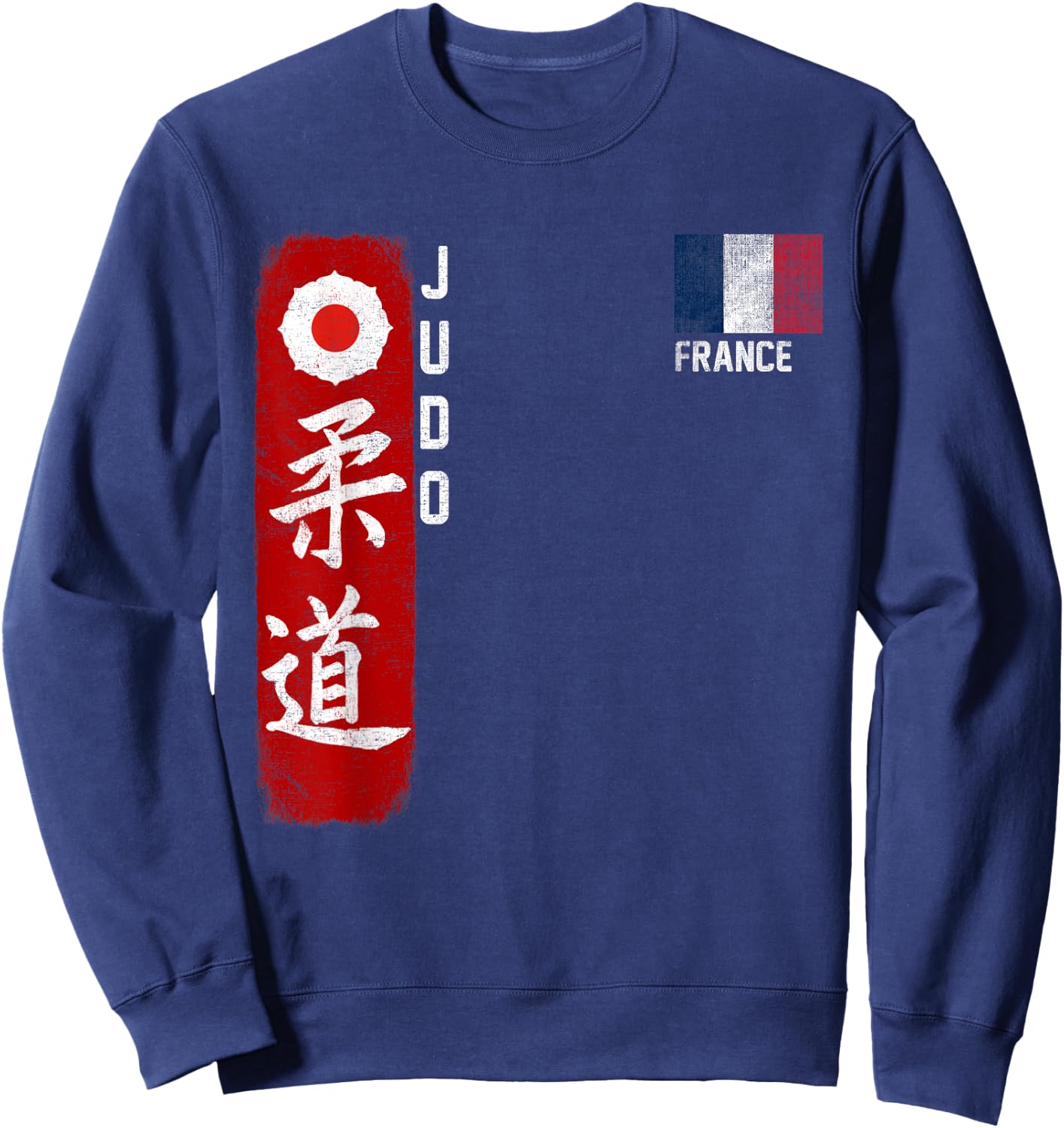 Judo France French Flag Judoka Dojo Martial Art Kanji , Black, S Sweatshirt - Sweatshirt | Navy
