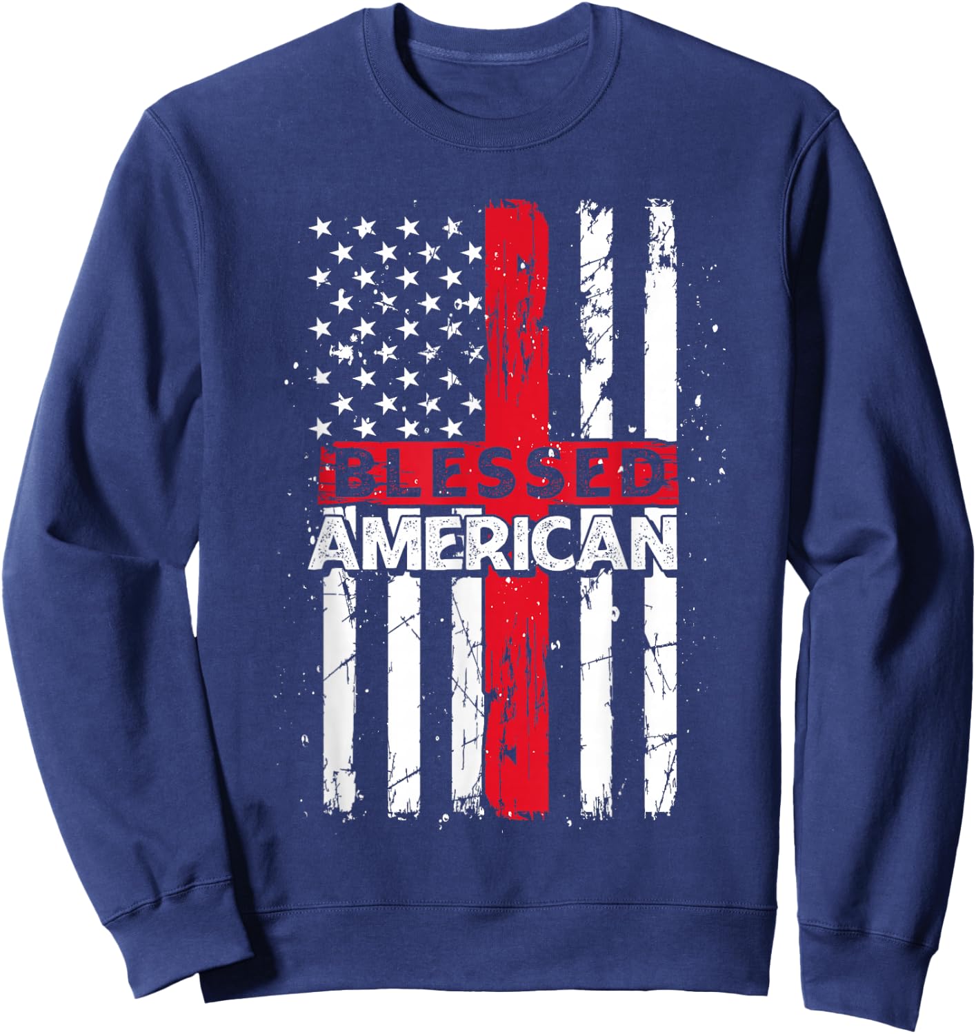 Christian American US Flag Freedom Patriotic 4th Of July Kids Men Sweatshirt - Sweatshirt | Navy