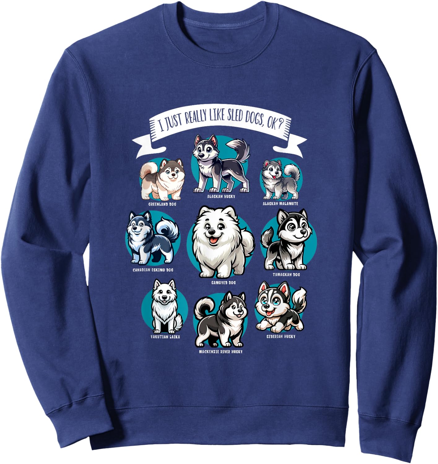 Various Sled Dog Breeds Women Girls Kids Sweatshirt - Sweatshirt | Navy