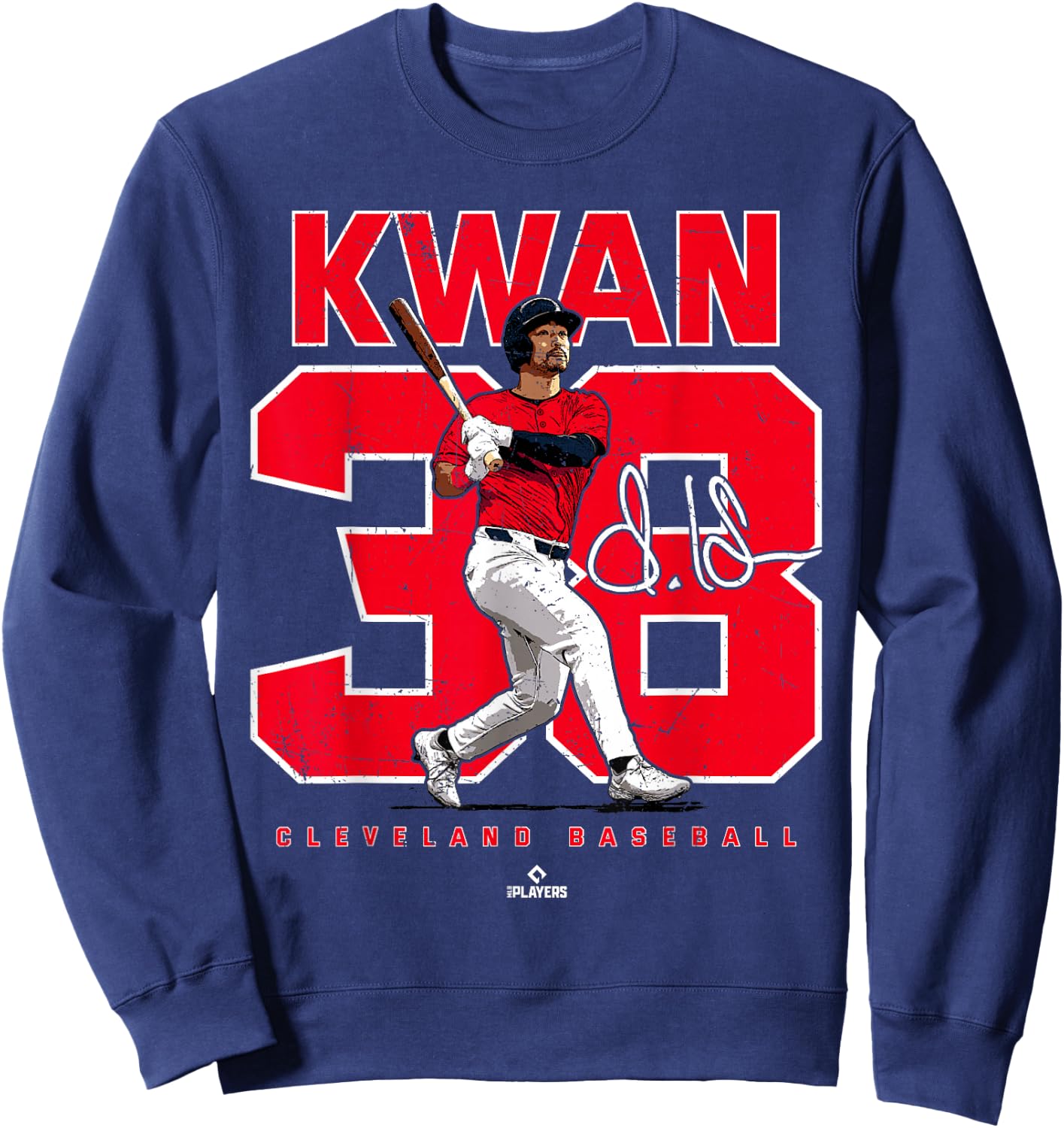 Number and Portrait Steven Kwan Cleveland MLBPA Sweatshirt - Sweatshirt | Navy