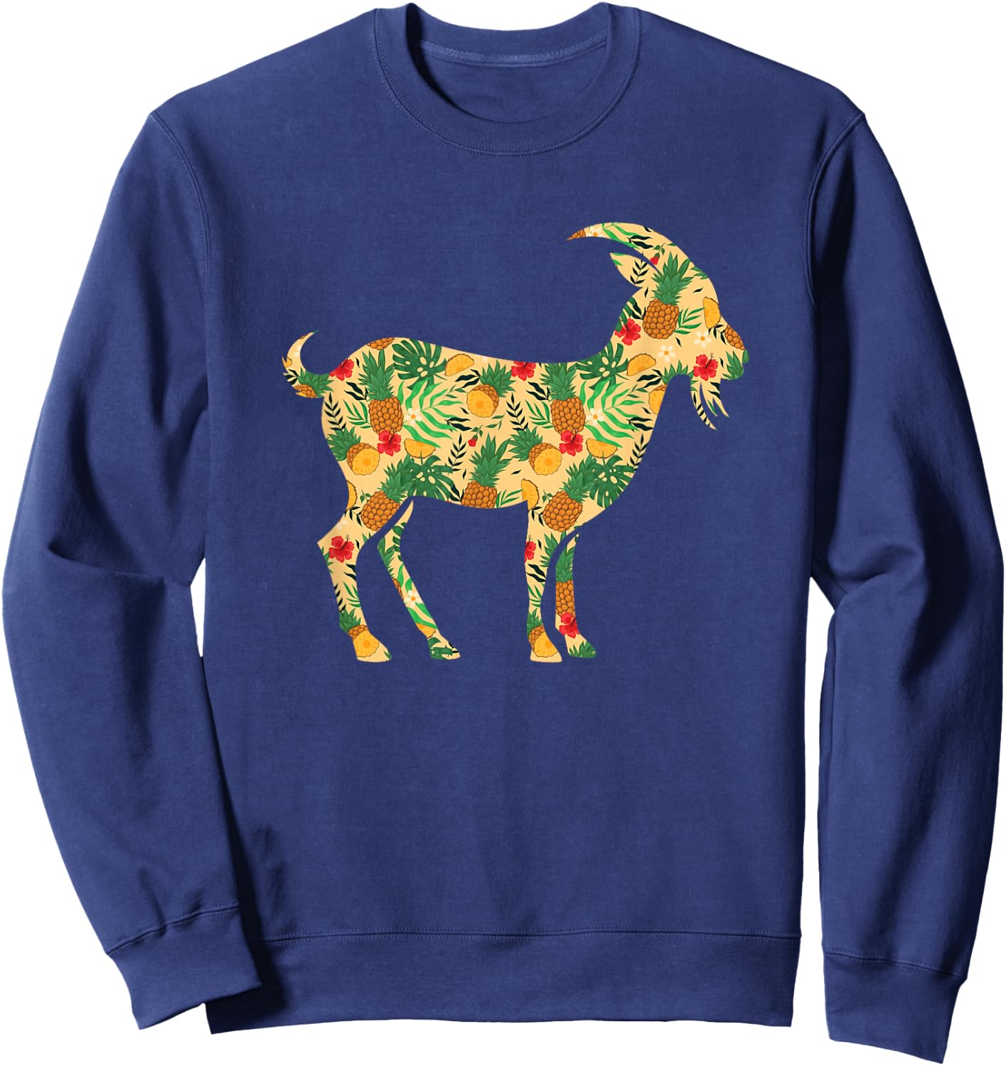 Hawaiian Goat - Pineapple Lover Farm Animal Rancher Farming Sweatshirt - Sweatshirt | Navy