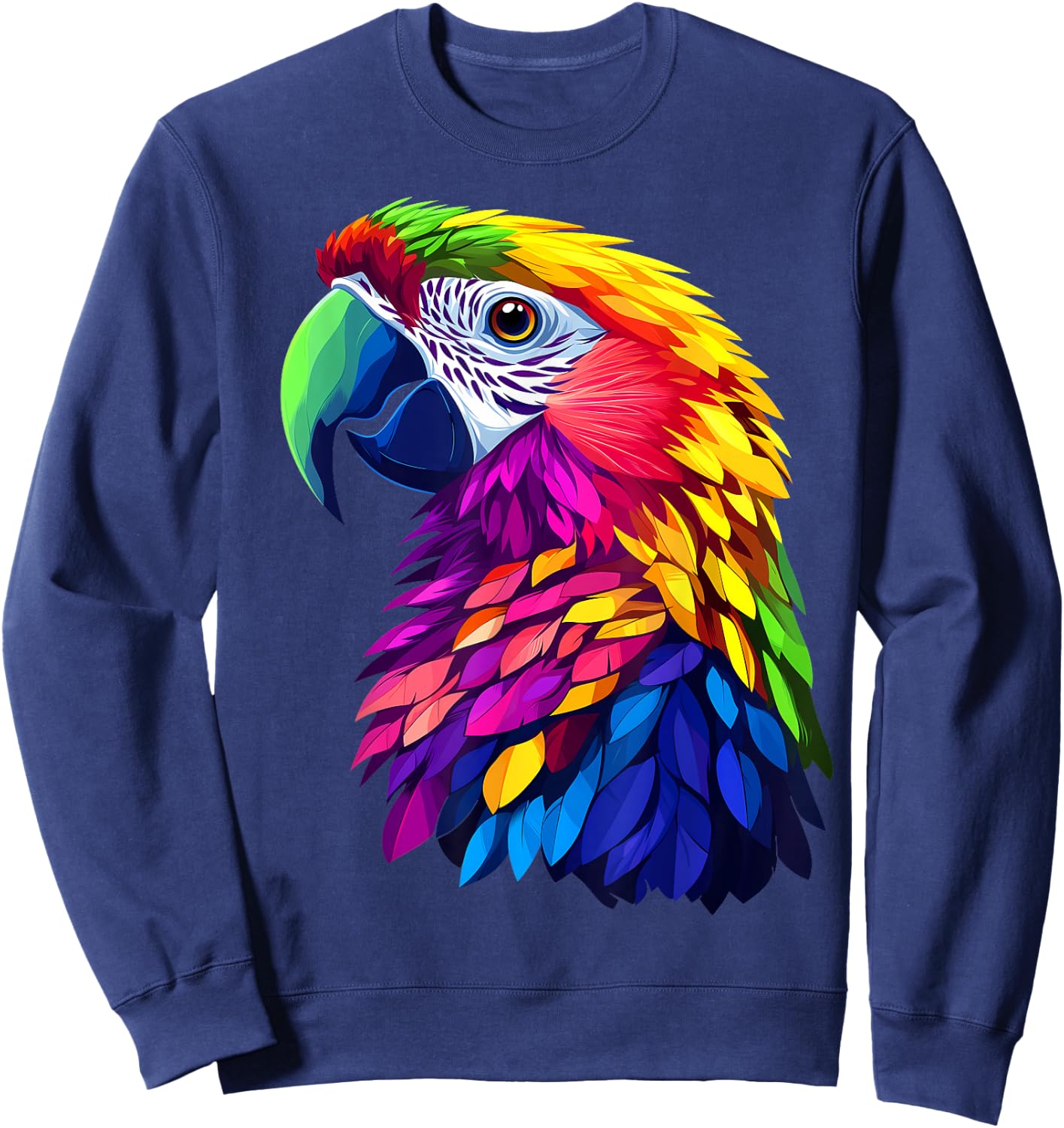 Colorful Macaw Vibrant Rainforest Birds Jungle Animals Black Sweatshirt - Sweatshirt | Navy