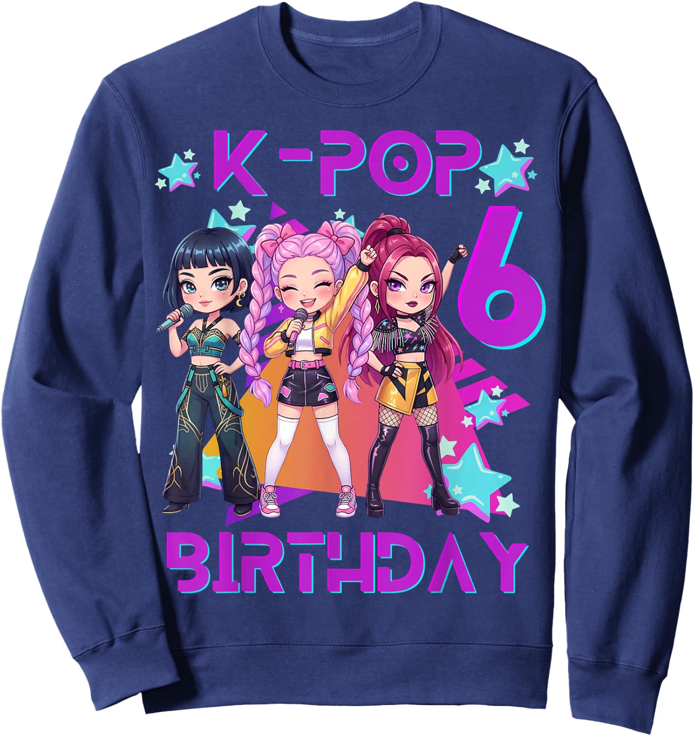 Lustiges Chibi Kpop Girl It's My 6th Birthday Sweatshirt - Sweatshirt | Navy