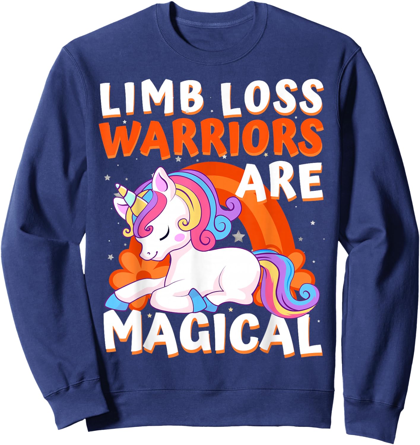 Warriors Are Magical Limb Loss Awareness Ribbon Unicorn Sweatshirt - Sweatshirt | Navy
