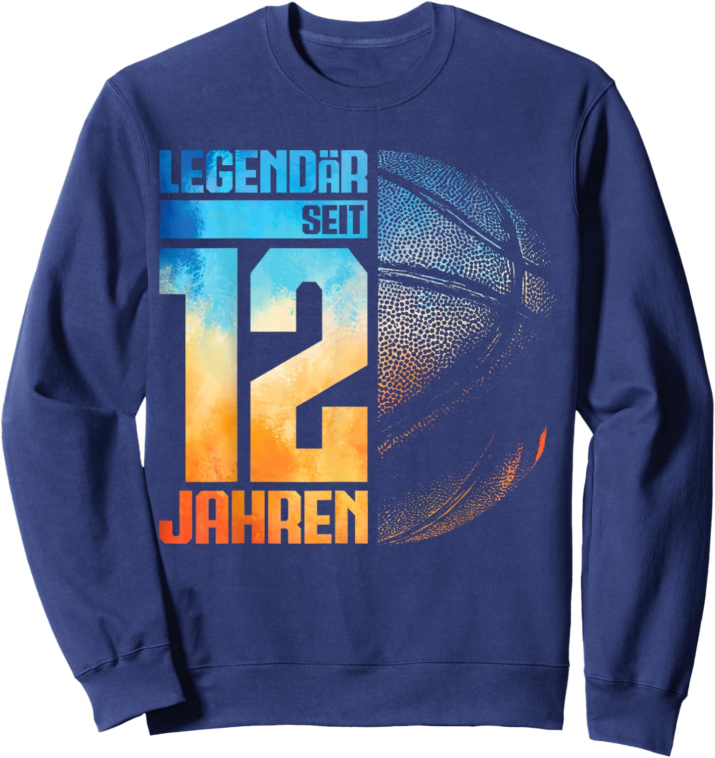12th Birthday Retro Basketball Player 12 Years Boy Child , black Sweatshirt - Sweatshirt | Navy