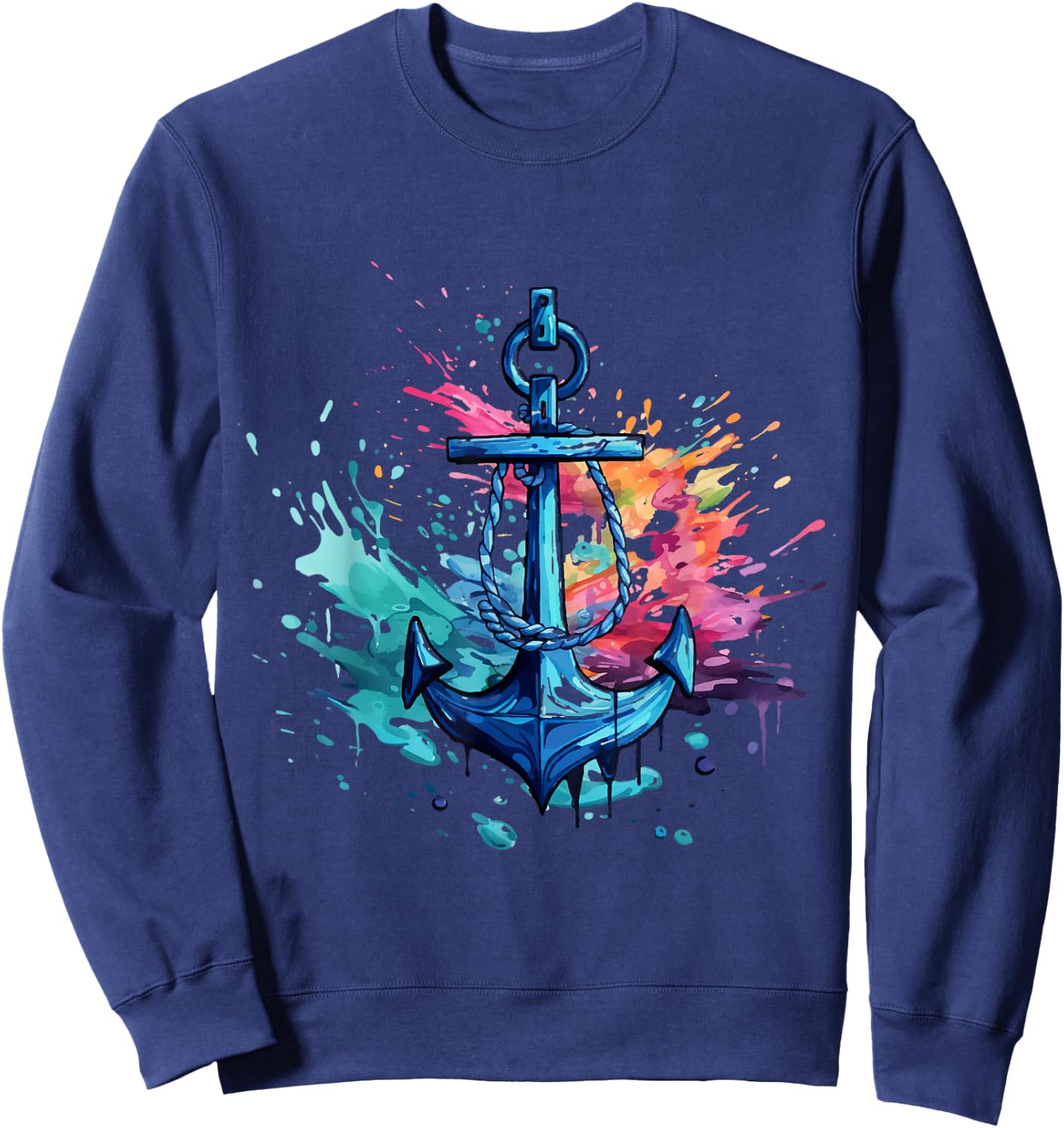 Anchor Sailor and Captain Design Motorboat Sailing , Black, S Sweatshirt - Sweatshirt | Navy