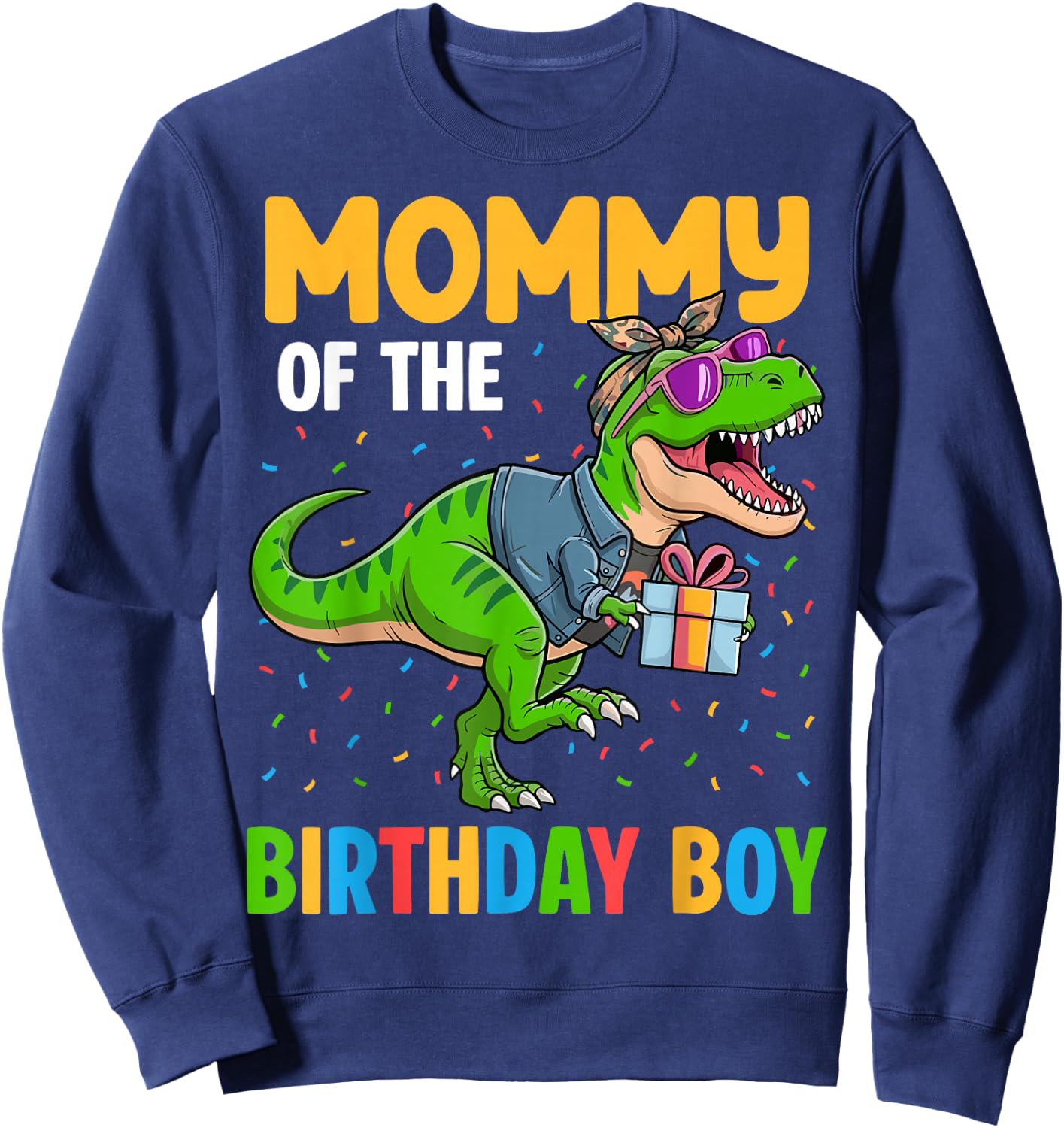 Mommy of The Birthday Party Outfit Dinosaur Squad Mom Sweatshirt - Sweatshirt | Navy
