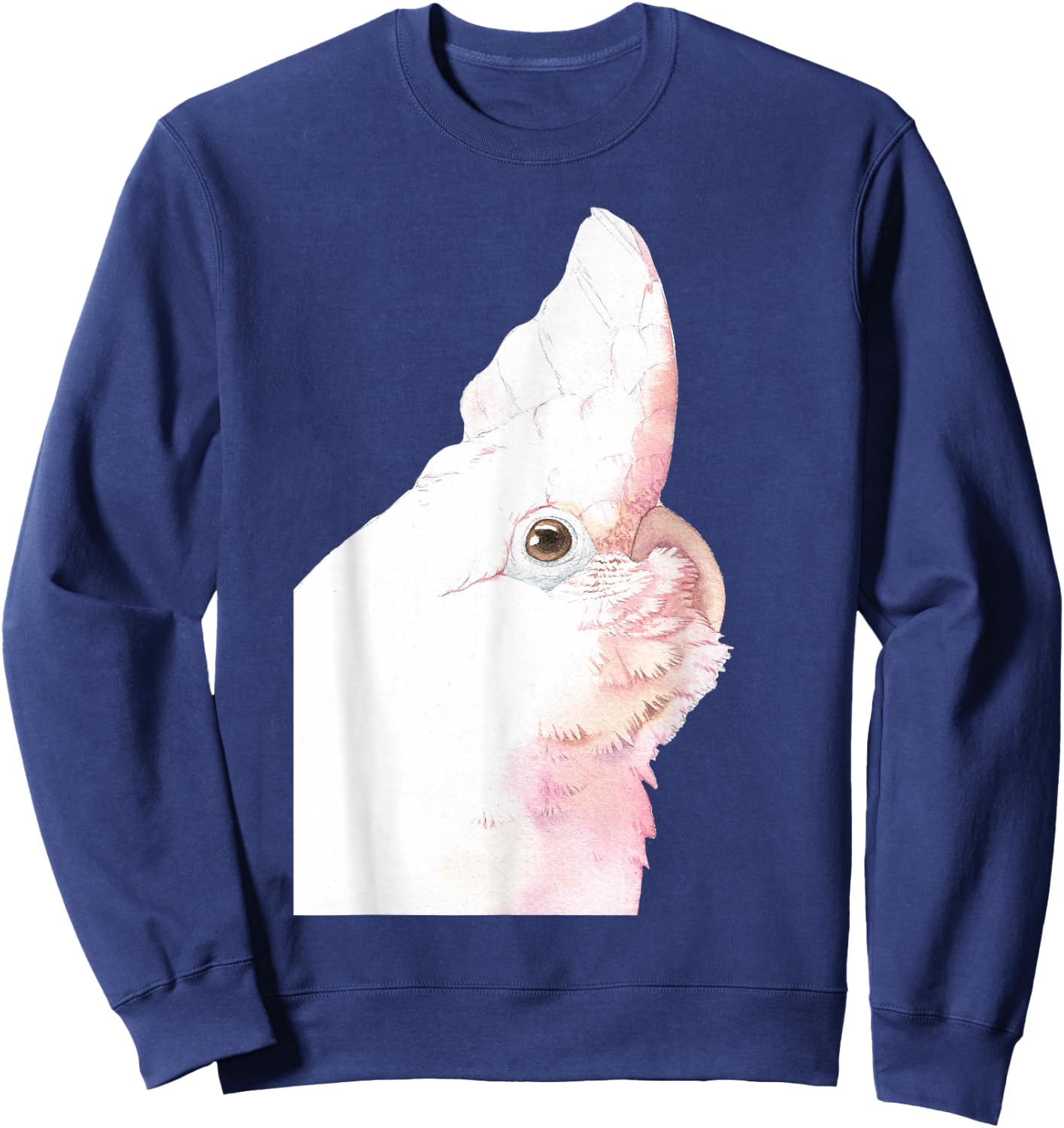 Goffin's Cockatoo Parrot Watercolor Painting Portrait Sweatshirt - Sweatshirt | Navy
