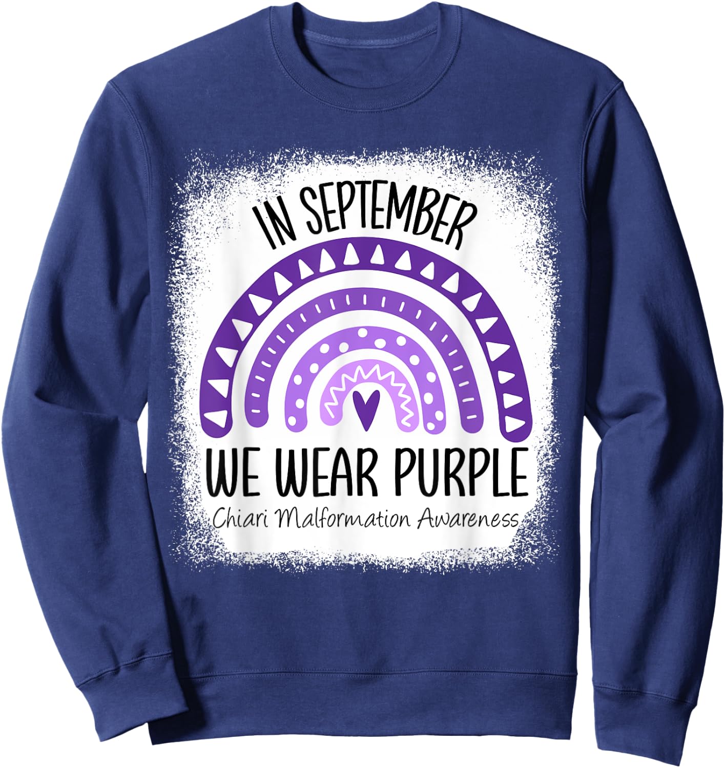 Rainbow September Wear Purple Chiari Malformation Awareness Sweatshirt - Sweatshirt | Navy