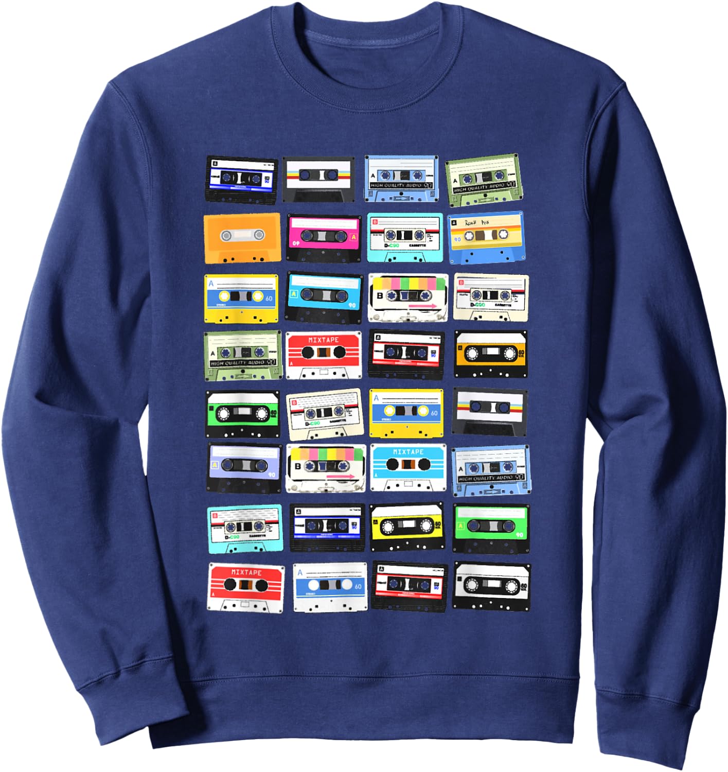 Cassette Tapes Mixtape 70s 80s 90s, vintage cassettes , Black Sweatshirt - Sweatshirt | Navy