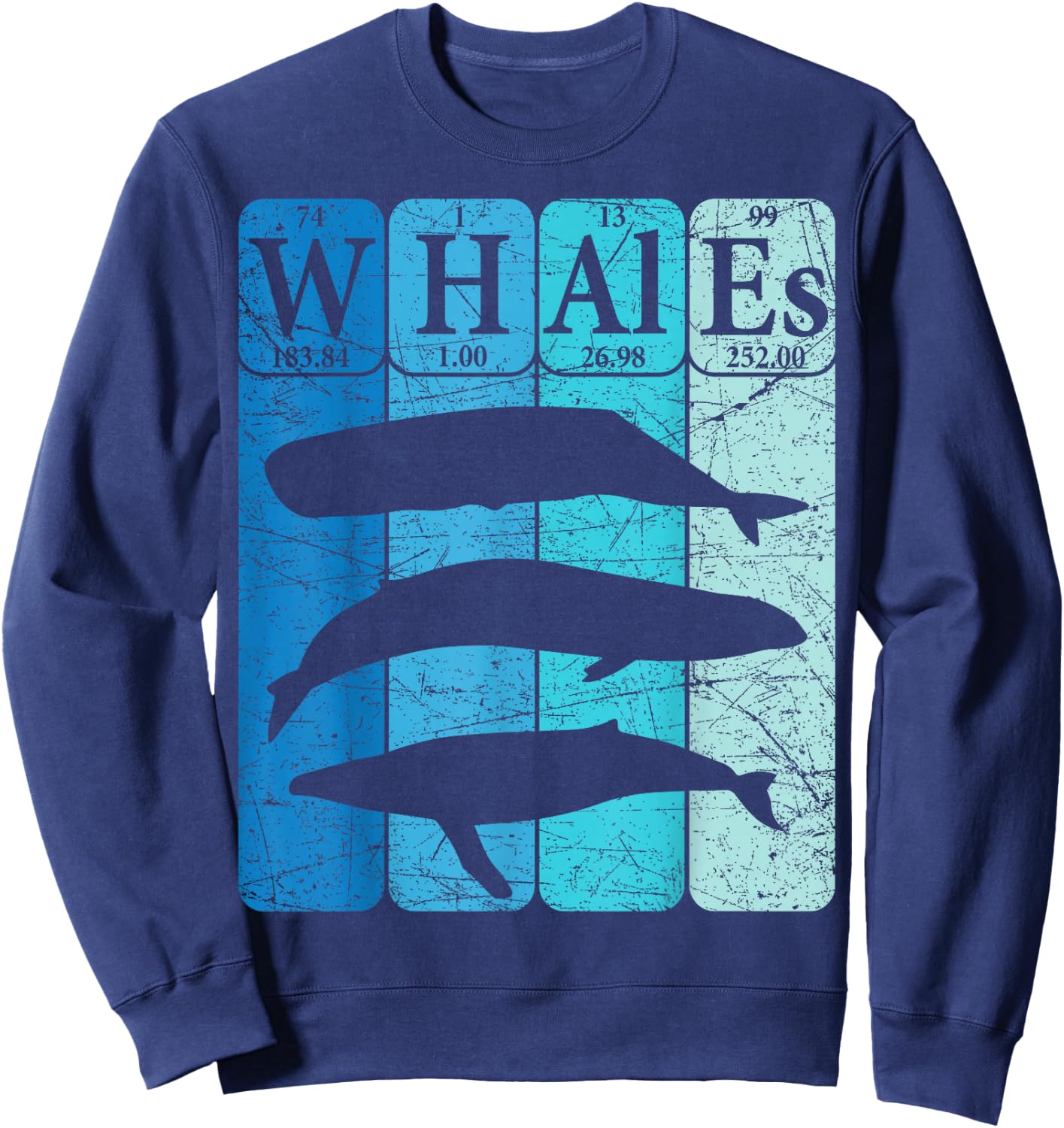 Whale Periodic Table Elements Retro Whale Cetology Sweatshirt - Sweatshirt | Navy