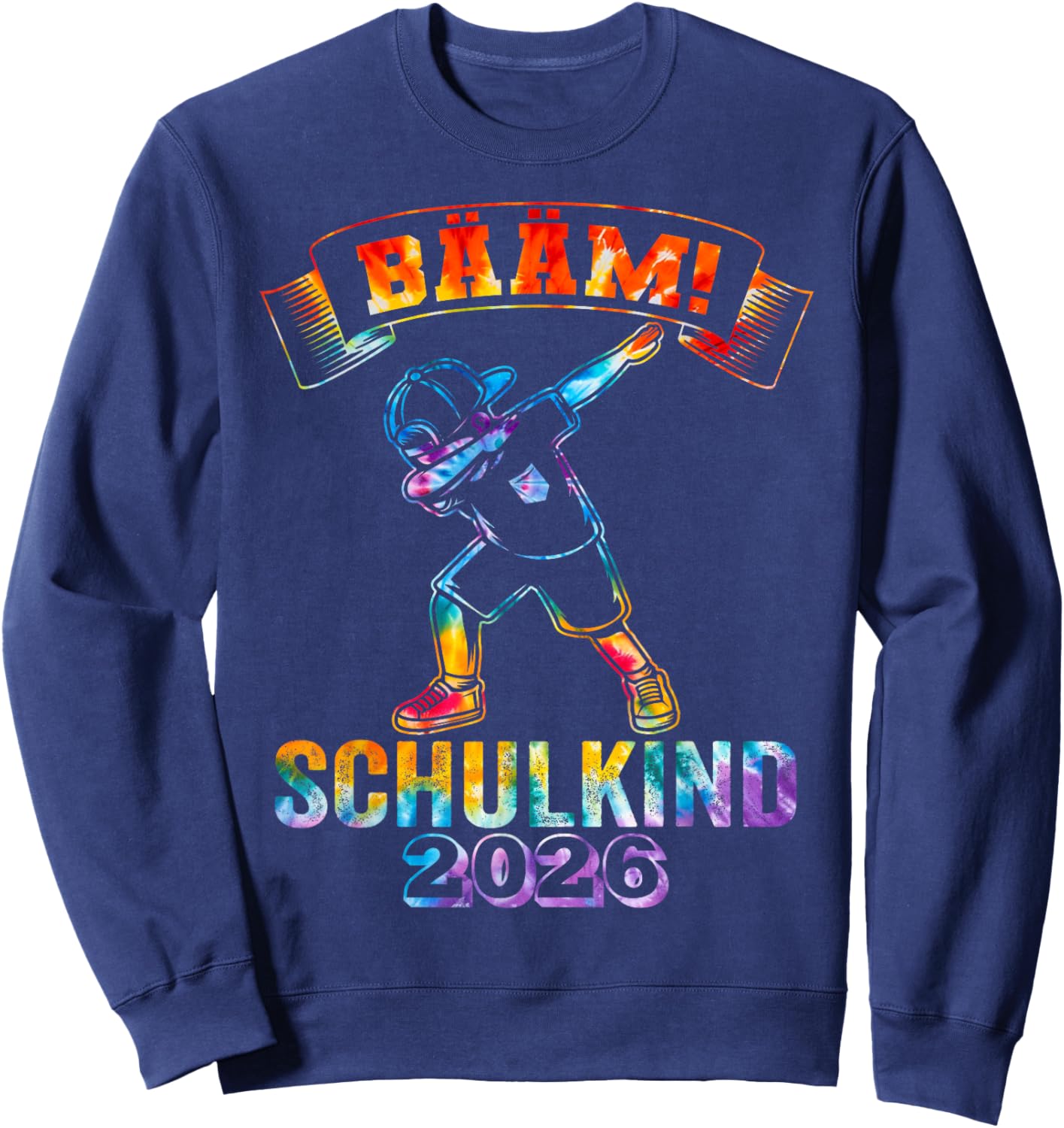 BÄÄM Schulkind 2026 First Class Boy Tie Dye , black Sweatshirt - Sweatshirt | Navy
