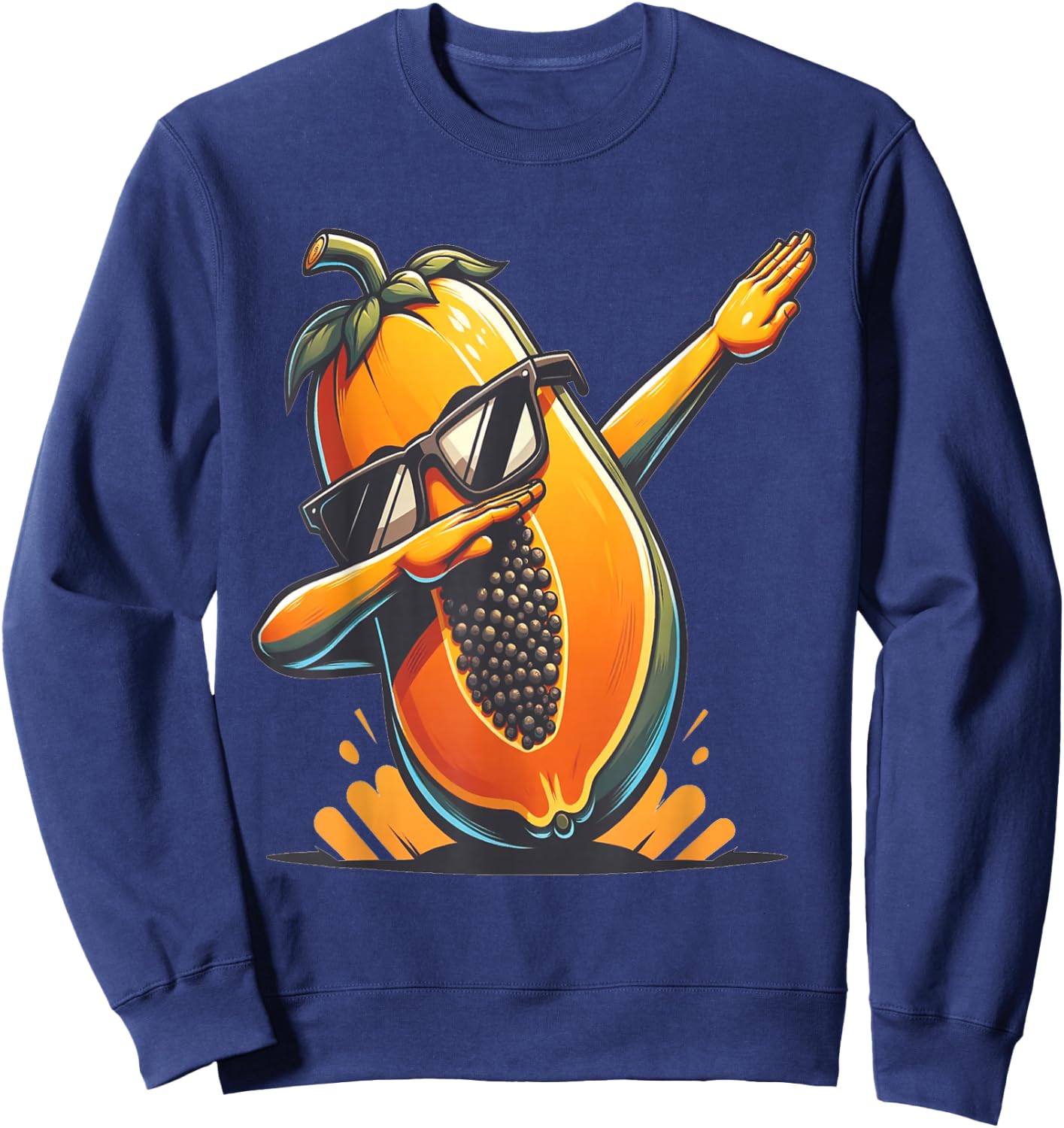 Dab Papaya Tanzende Dabbing Papaya Frucht mit Sonnenbrille Sweatshirt - Sweatshirt | Navy