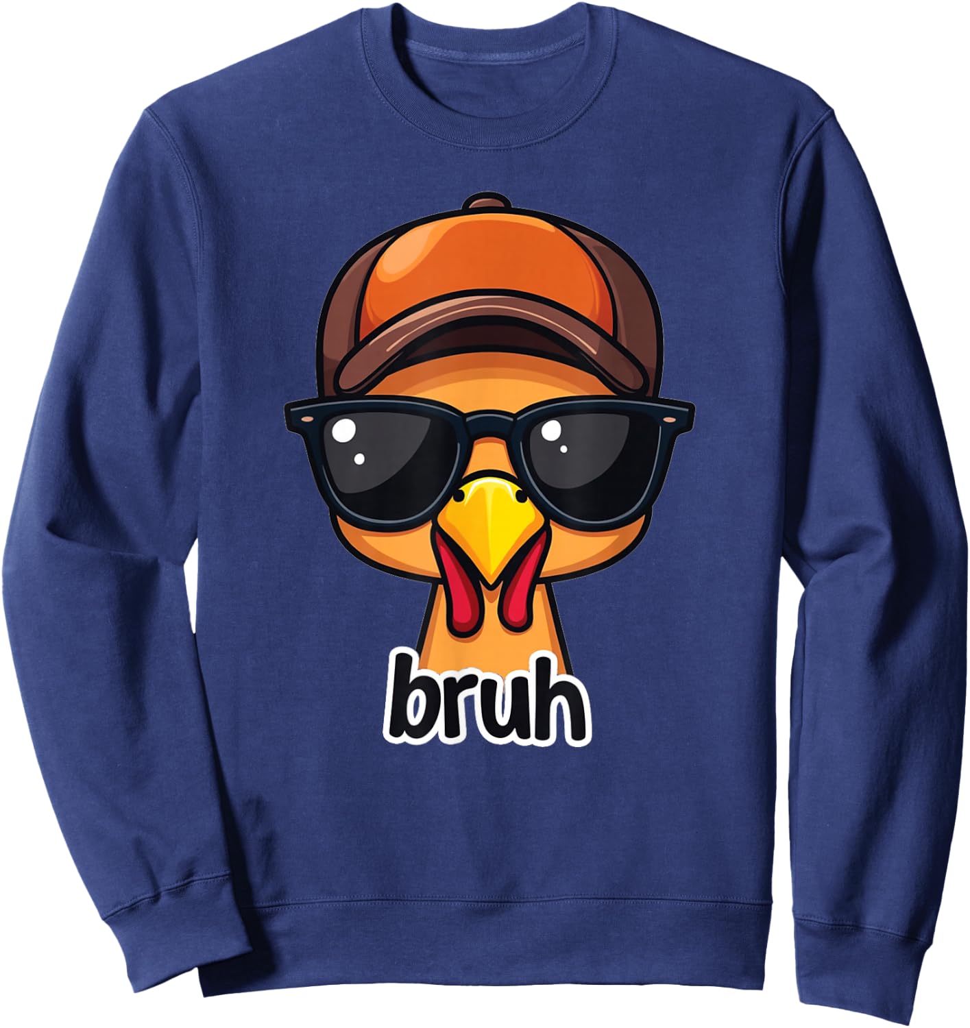 turkey face thanksgiving Bruh Boys Toddler youth man turkey Sweatshirt - Sweatshirt | Navy