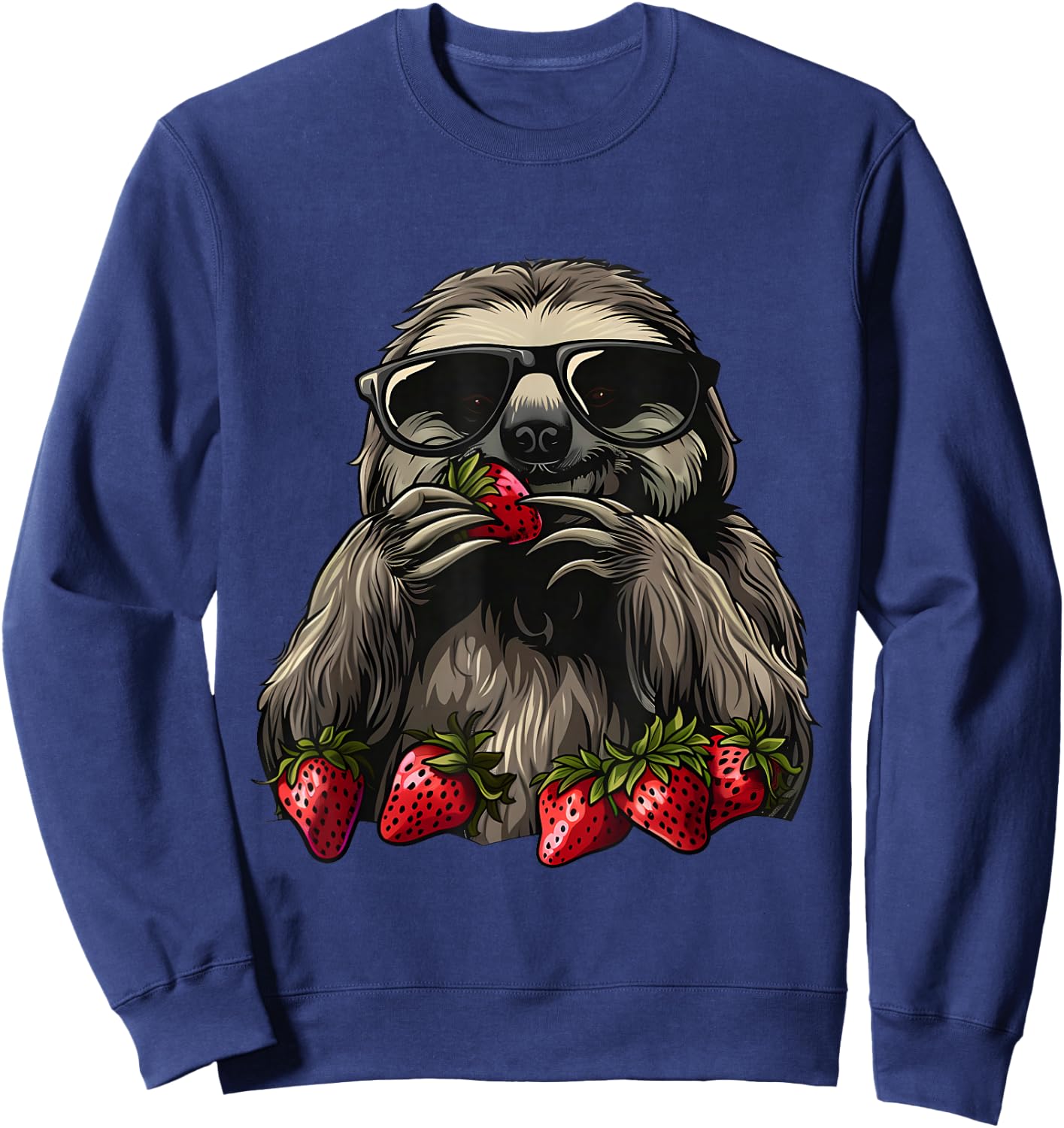 Strawberry Sloth Animal Art Motif Strawberries Cute Sloth Sweatshirt - Sweatshirt | Navy