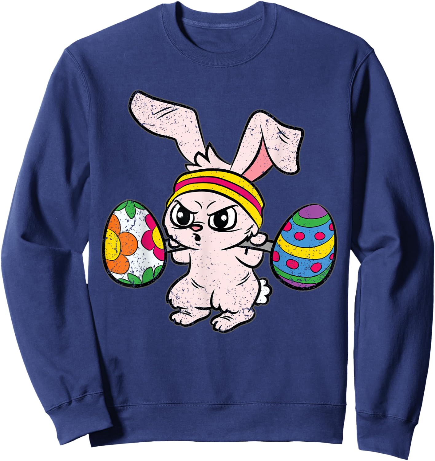 Bunny Weight Lifting Easter Cute Gym Workout Fitness Lover Sweatshirt - Sweatshirt | Navy