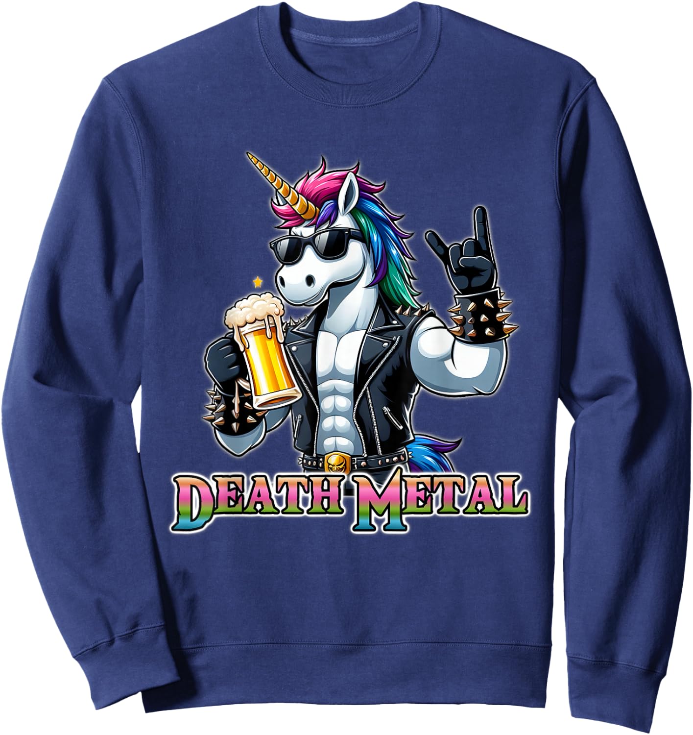Unicorn Death Metal for Metal Fans , Black, S Sweatshirt - Sweatshirt | Navy