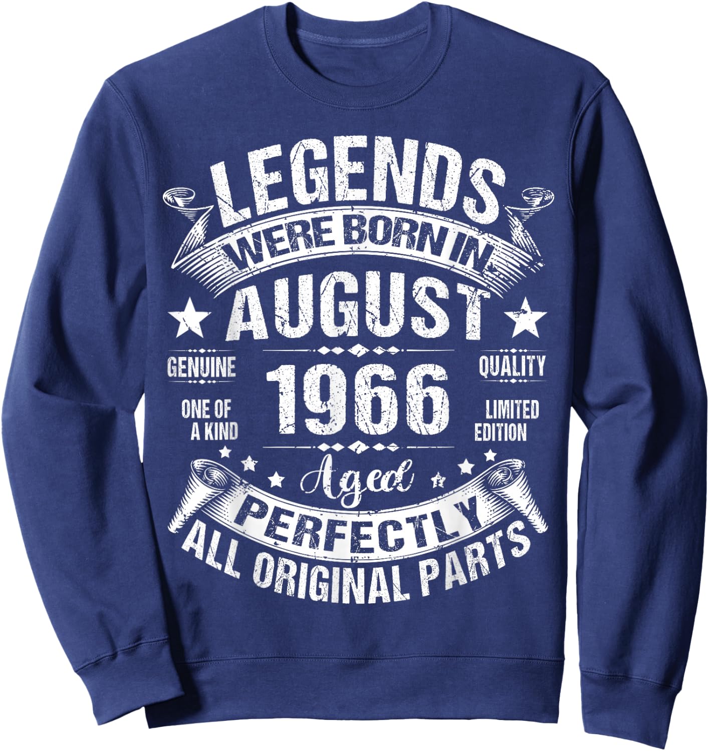 Legends were Born in August 1966 60th Birthday 60 Years Old Sweatshirt - Sweatshirt | Navy