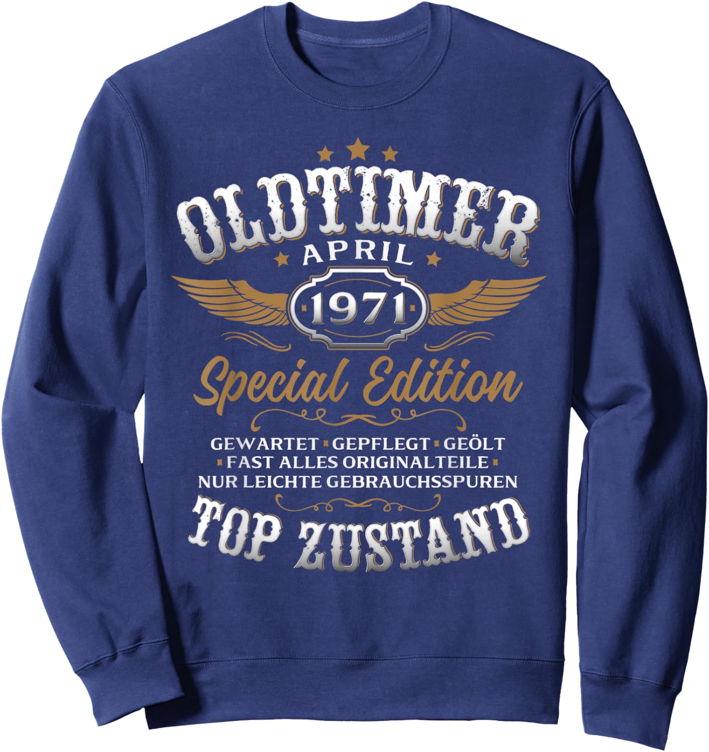 55. Geburtstag Geschenk Mann Oldtimer April 1971 55 Jahre Sweatshirt - Sweatshirt | Navy