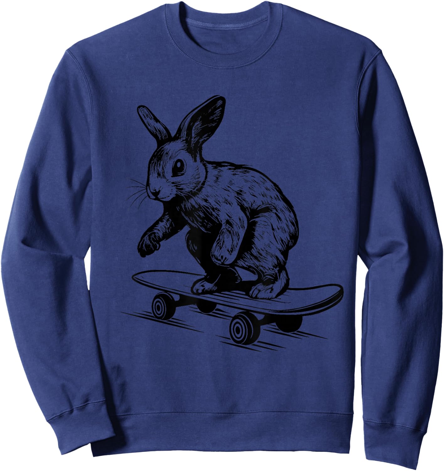 Rabbit Lover Bunny on Skateboard Easter Rabbit Sweatshirt - Sweatshirt | Navy