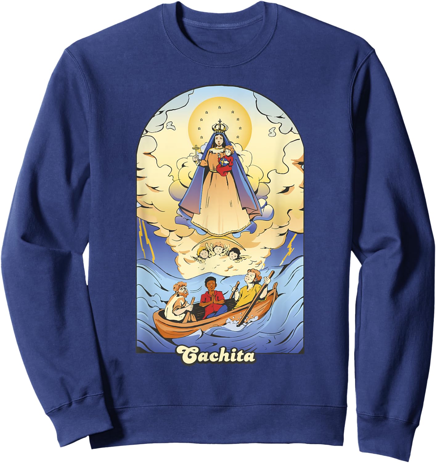Viva Mi Cuba Libre by NLTS 'Cachita' Virgen de la Caridad del Cobre Patrona de Cuba Sweatshirt - Sweatshirt | Navy