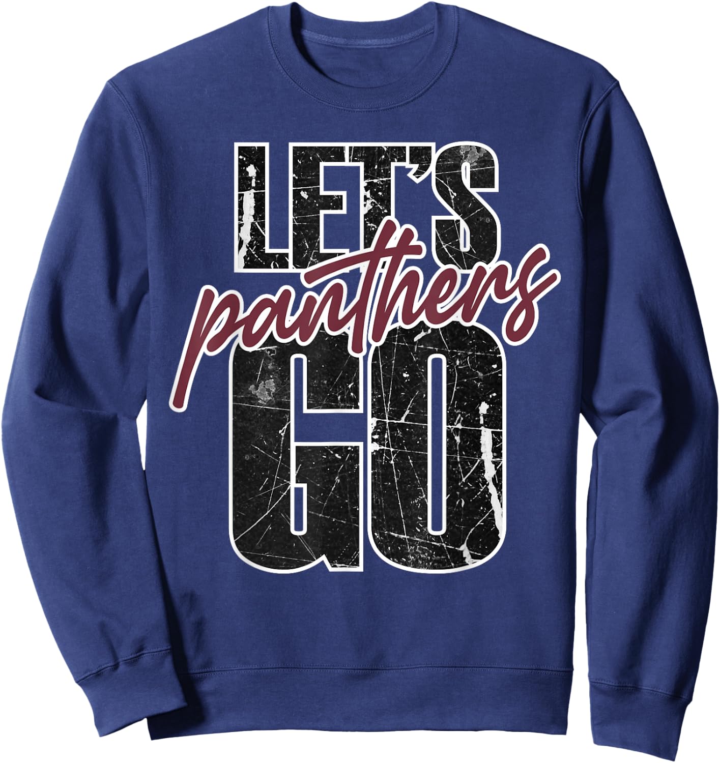 Lets Go Panthers Mascot School Spirit Maroon Panther Teacher Sweatshirt - Sweatshirt | Navy