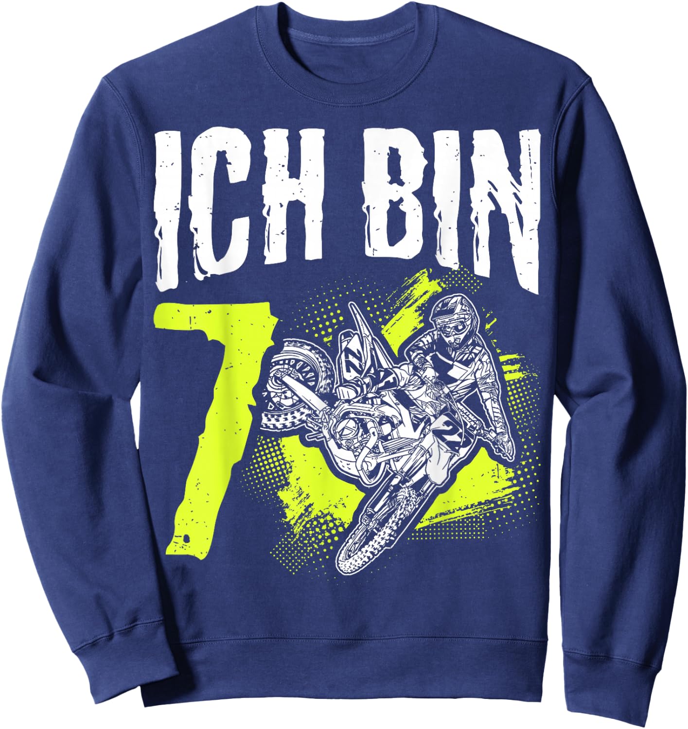 I Am 7th Birthday Motocross Gift , black Sweatshirt - Sweatshirt | Navy