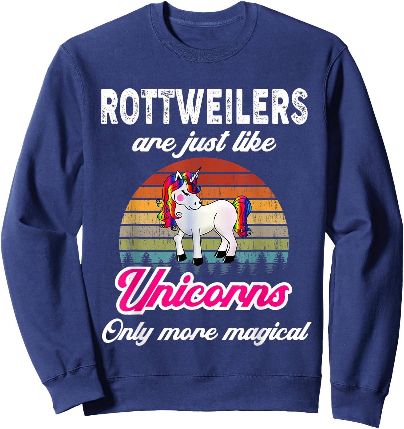 Lustiges Rottweilers Design / Retro Einhorn Vintage Sunset Sweatshirt - Sweatshirt | Navy