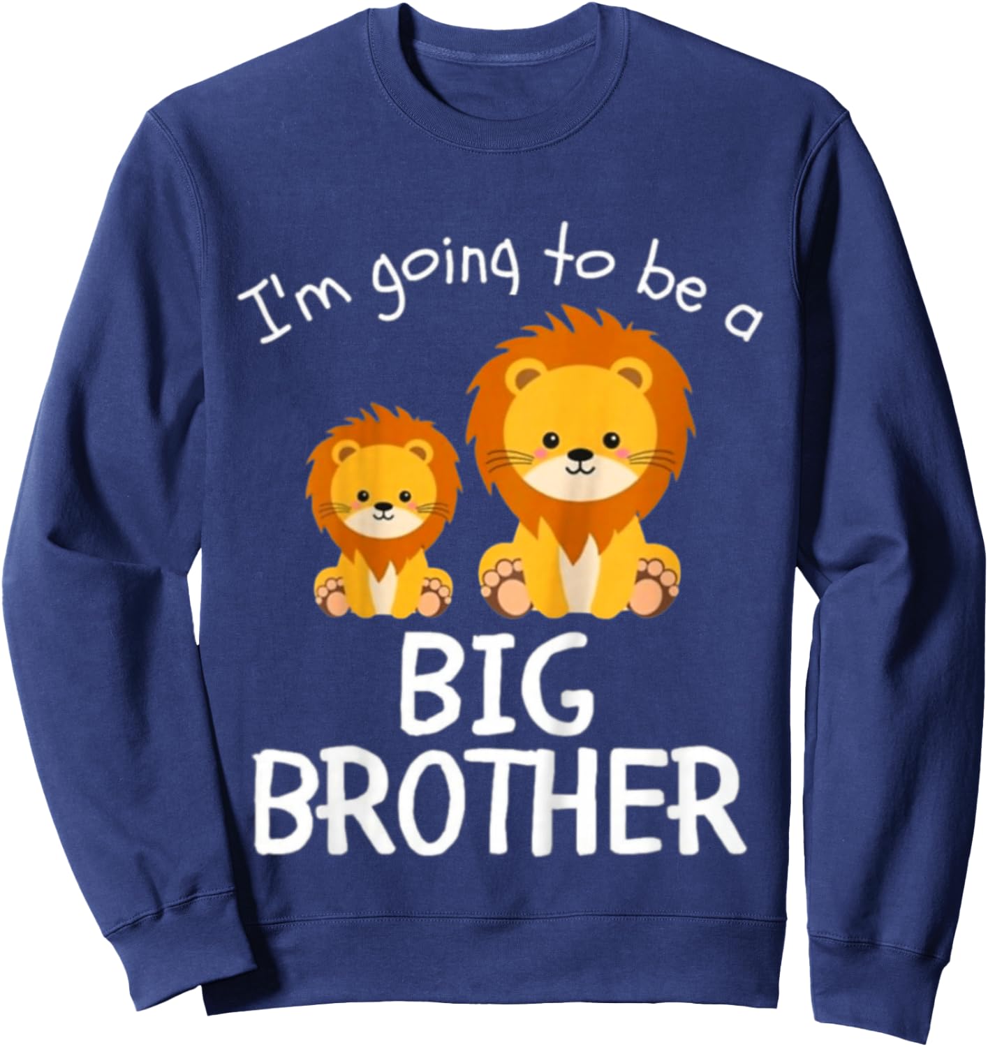 Child Promoted Big Brother 2025 Lion Toddler , Black, 2 Sweatshirt - Sweatshirt | Navy