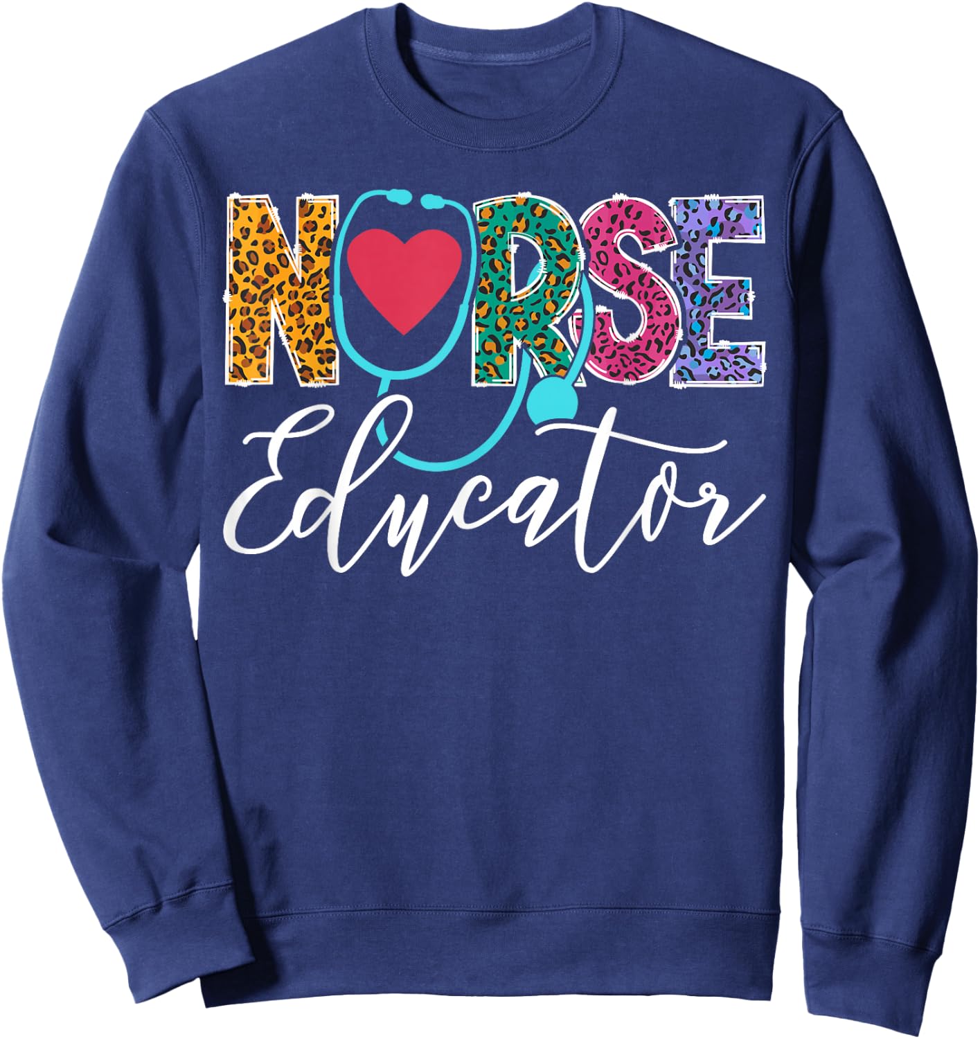 Cute Nurse Educator Leopard Sweatshirt - Sweatshirt | Navy