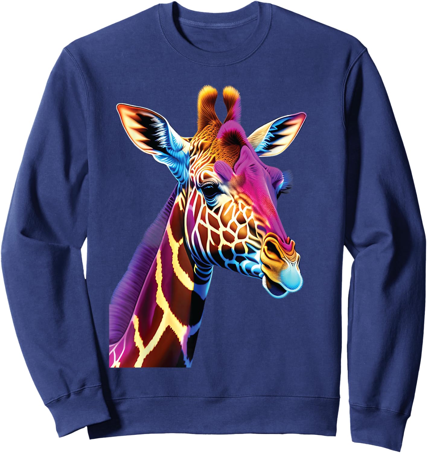 cute colorful Giraffe head art face for lover safari African Sweatshirt - Sweatshirt | Navy