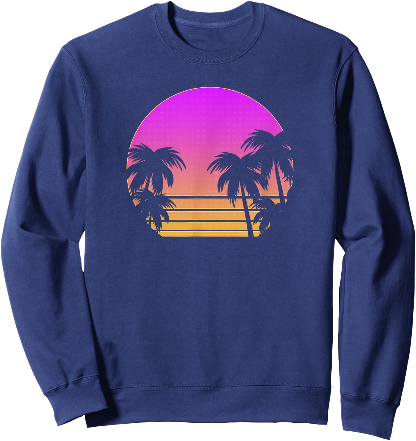 Retro 80s Palm Trees: Vaporwave / Outrun Art Sunset Beach Sweatshirt - Sweatshirt | Navy