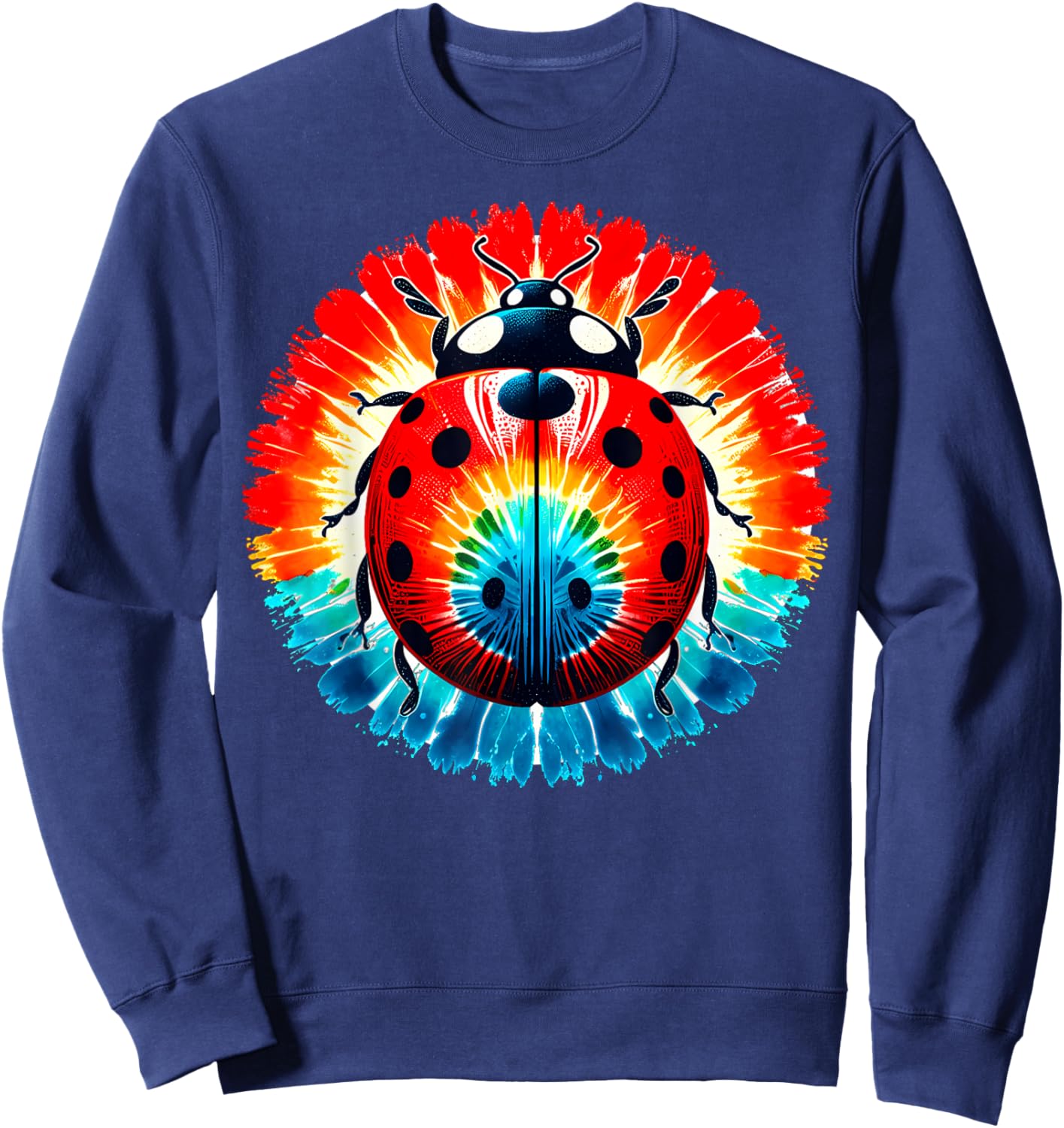 Cool Graphic Tie Dye Sunglasses Ladybug Illustration Art Sweatshirt - Sweatshirt | Navy