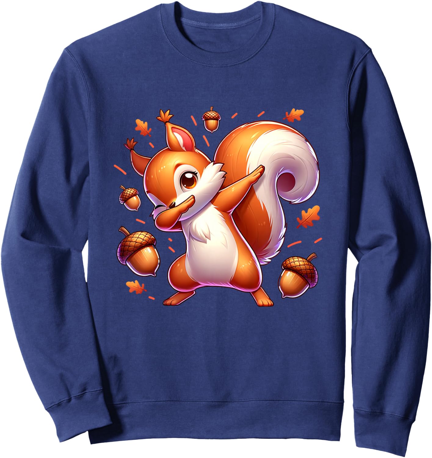 Kids Dabbing Red Squirrel Dancing Cute Animal Lover Girls Graphic Sweatshirt - Sweatshirt | Navy