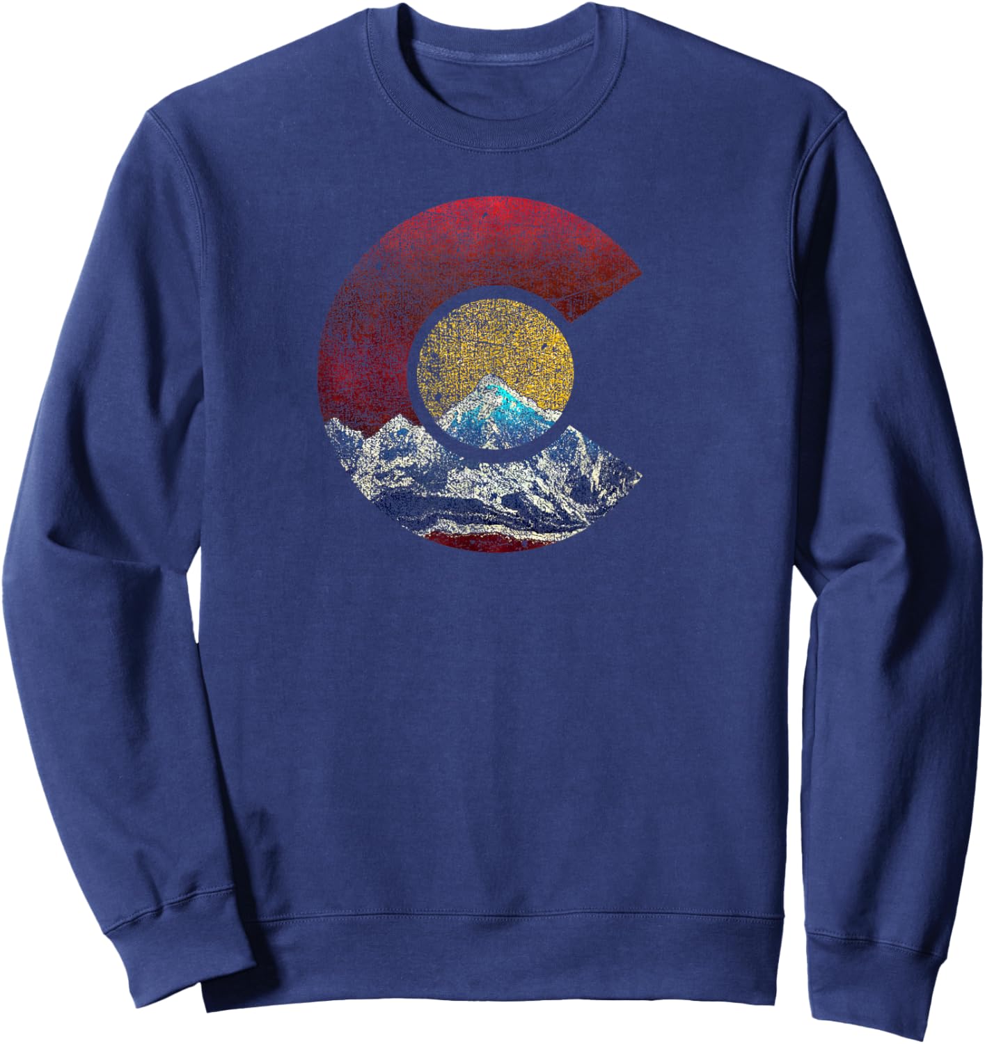 Colorado Shirt with Flag Themed Mountain Sweatshirt - Sweatshirt | Navy