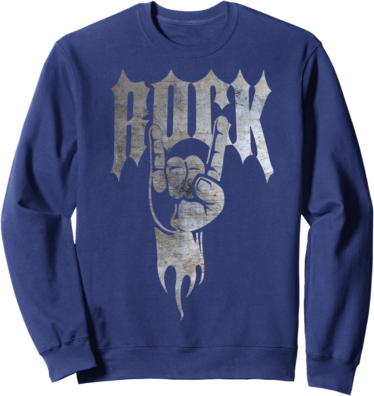 Distressed Metal 80's Rocker Sweatshirt - Sweatshirt | Navy