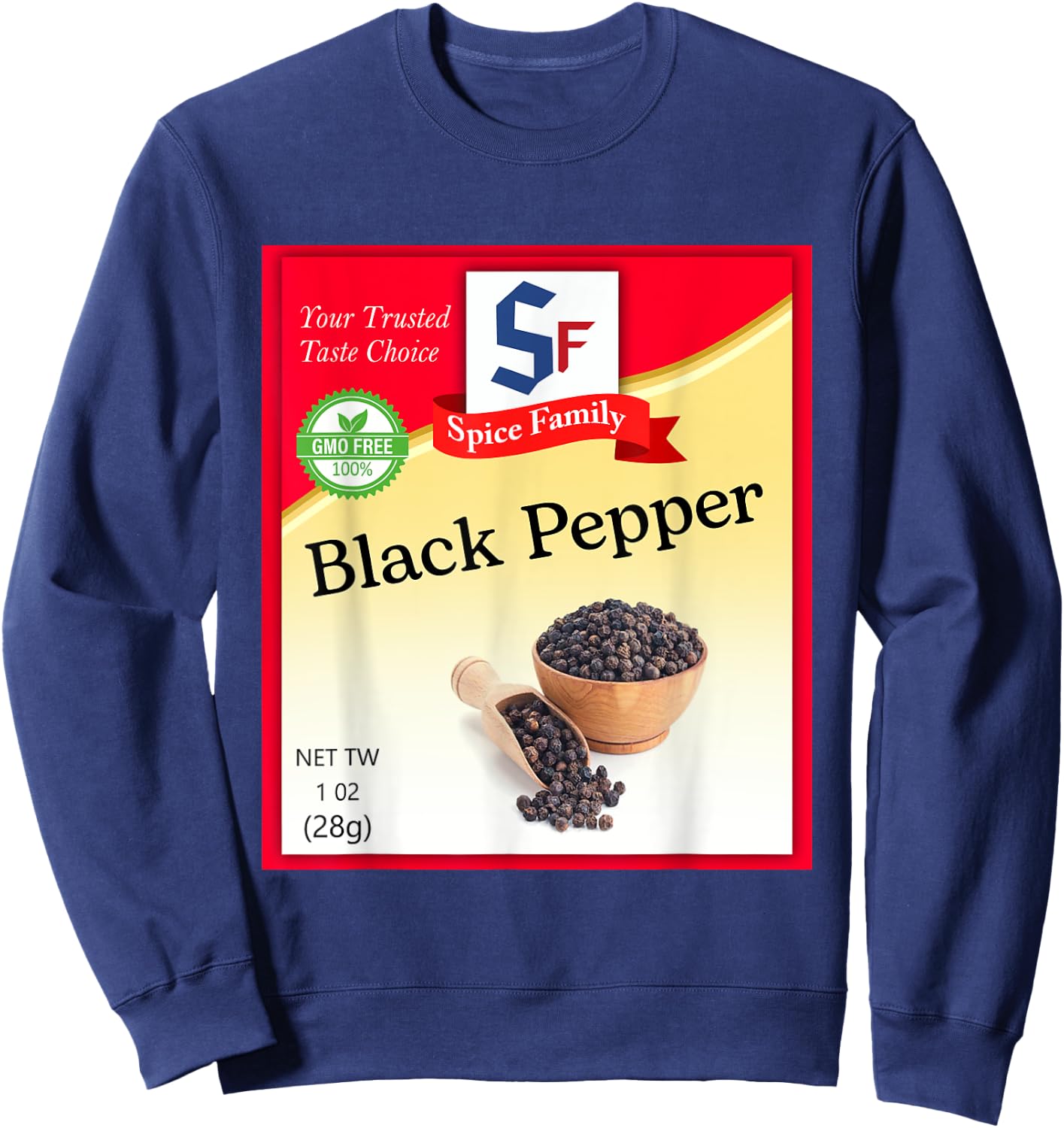 Black Pepper Condiment Costume Holiday Spice Group Costumes Sweatshirt - Sweatshirt | Navy